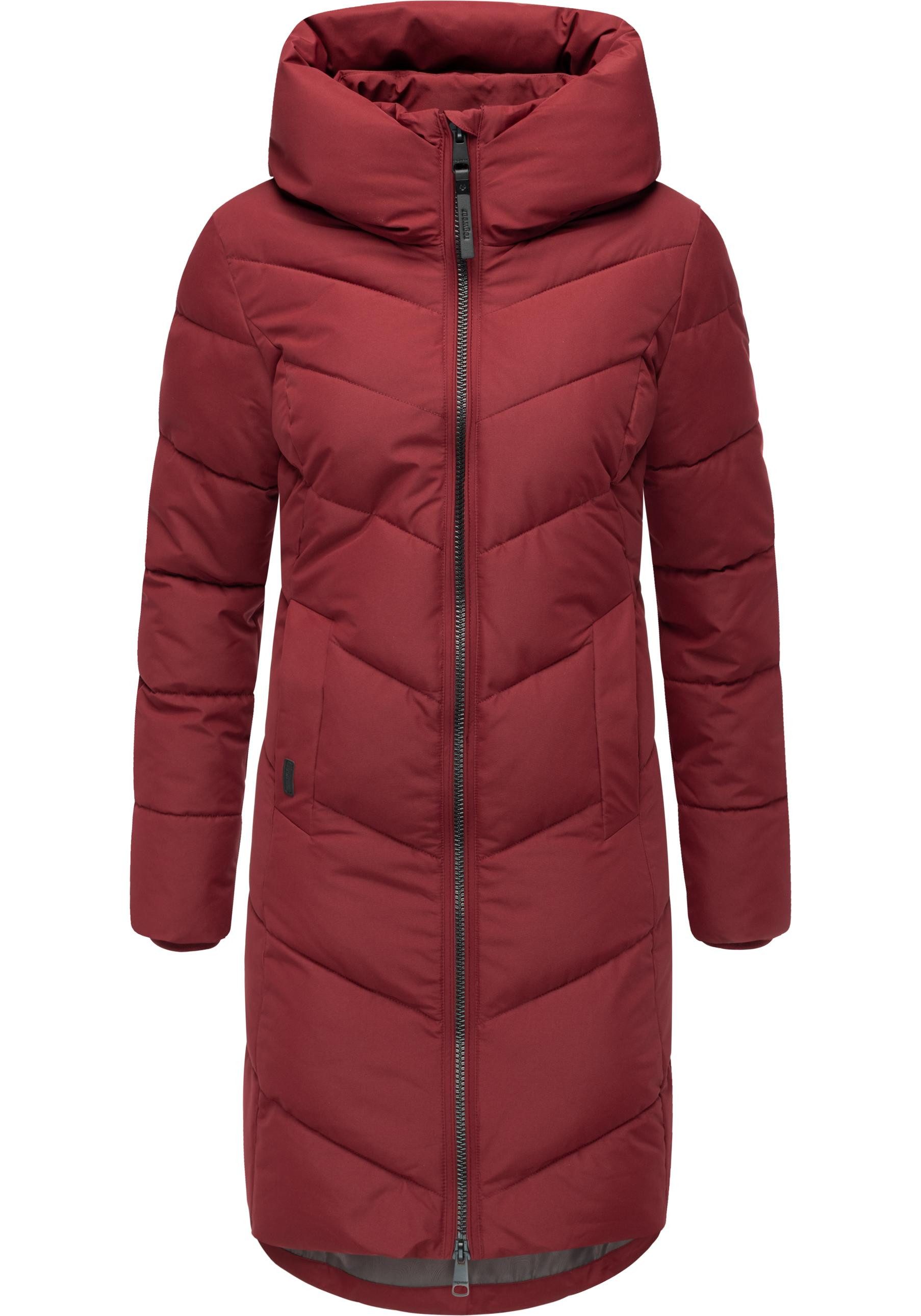 Ragwear Steppmantel Natalin YOUMODO Warmer Damen Wintermantel mit V-Steppung und Kapuze