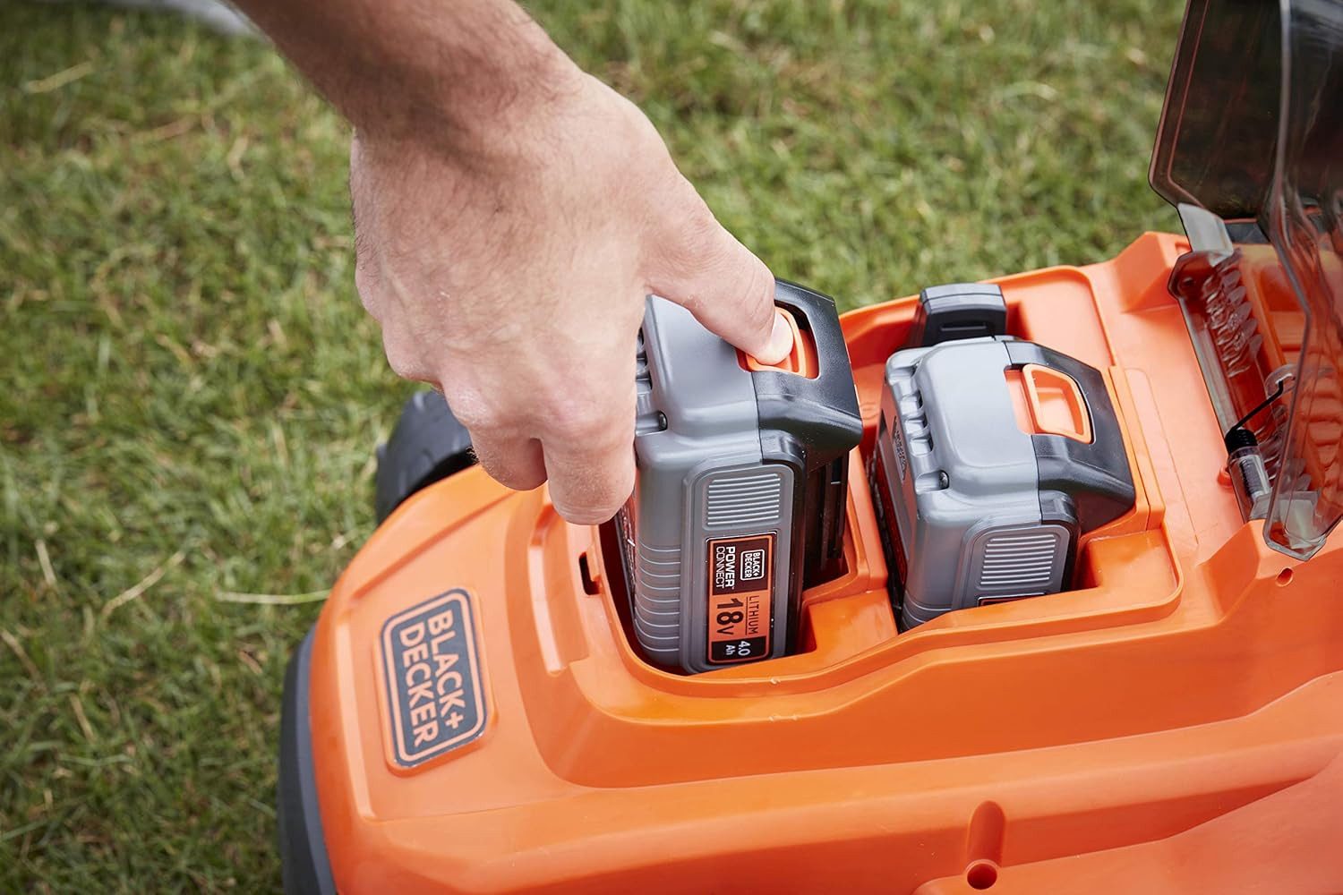 Black + Decker Akkurasenmäher Rasenmäher Akku Rasenmäher Elektro mit 2 Akkus + Ladegerät