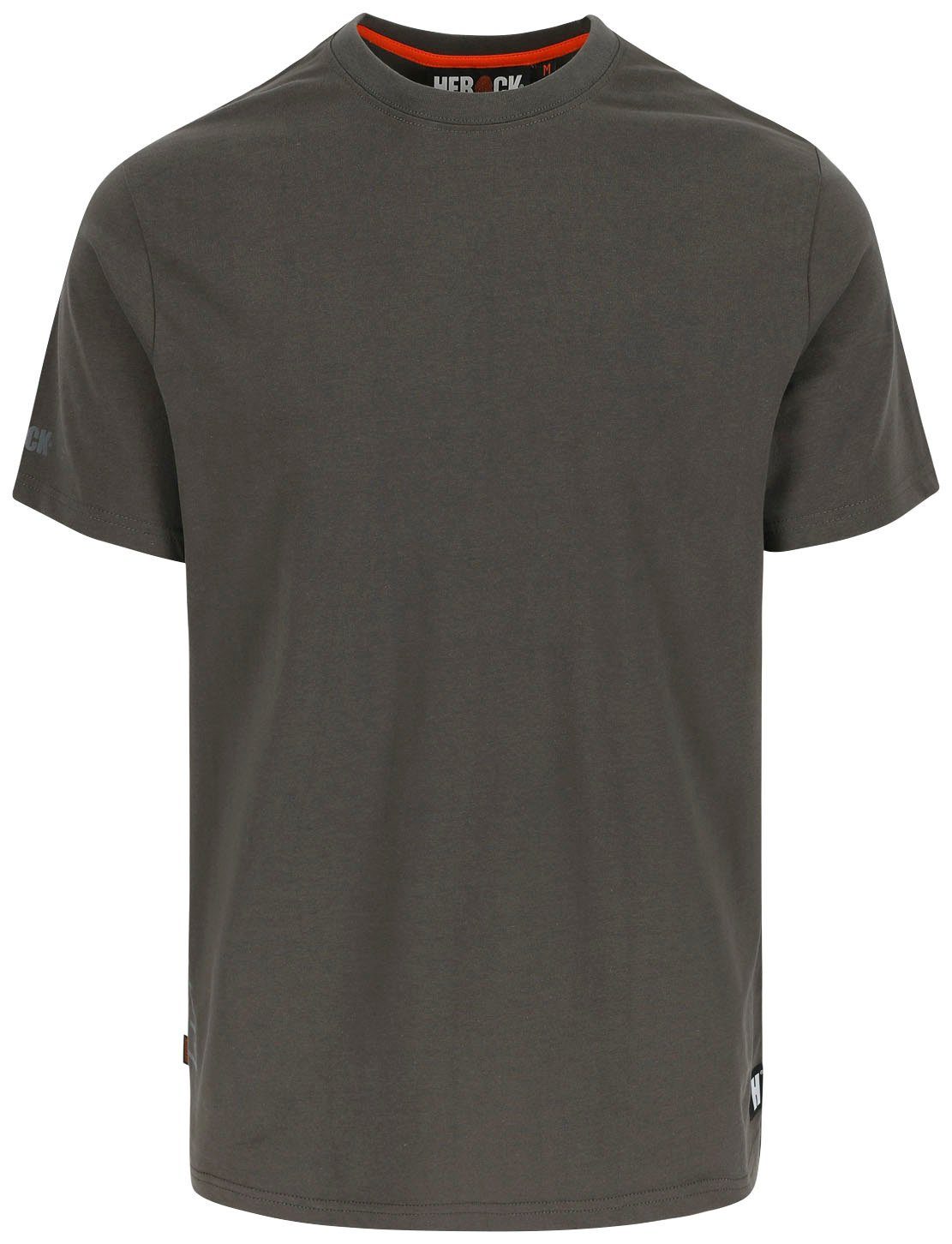 Herock T-Shirt Callius T-Shirt Rippstrickkragen Ärmel Herock®-Aufdruck, Rundhalsausschnitt, kurze Ärmel, kurze grau