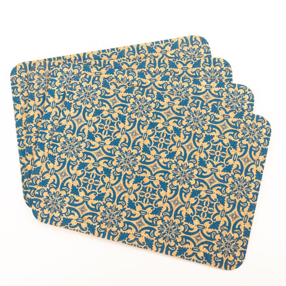 INNA-Glas Glasuntersetzer Kork ROHESIA, Orientalisches Muster, 4 Stück, Natu