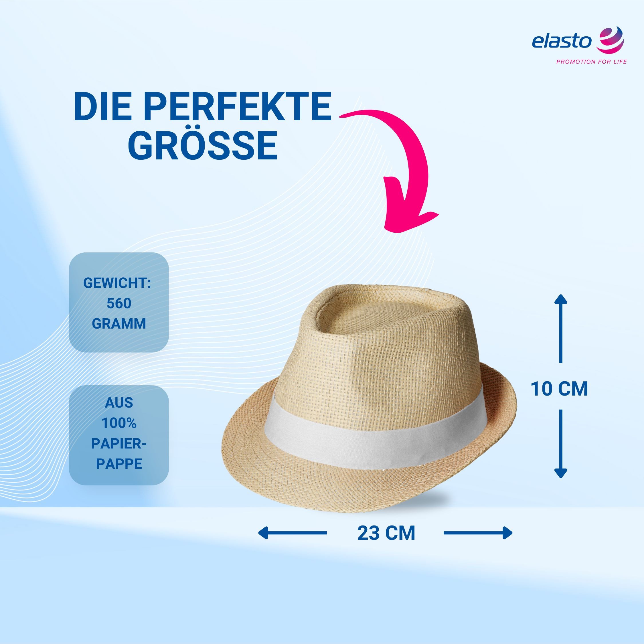 elasto Schirmmütze Sommerhut SALVADOR Sonnenhut Damen & Herren aus Papier/Stroh