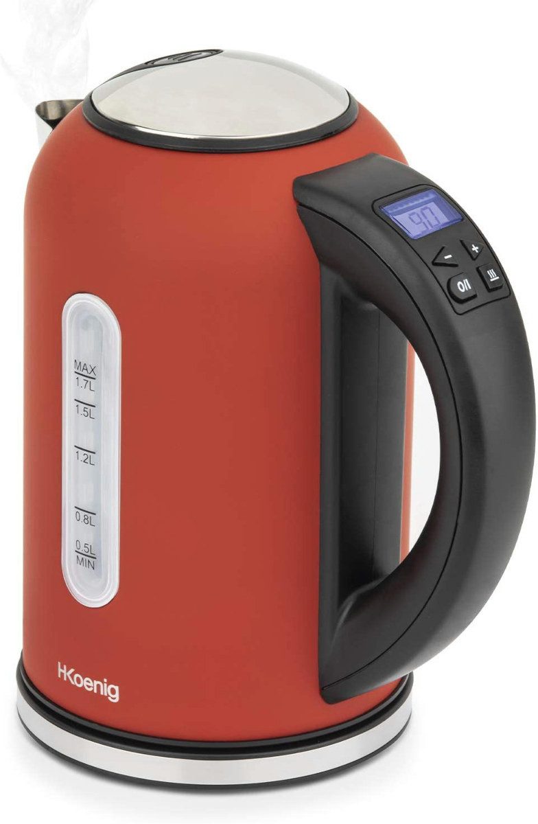H.Koenig Wasserkocher BOE54 rot Temperatur-Einstellung 40°C - 100°C, 2200 W