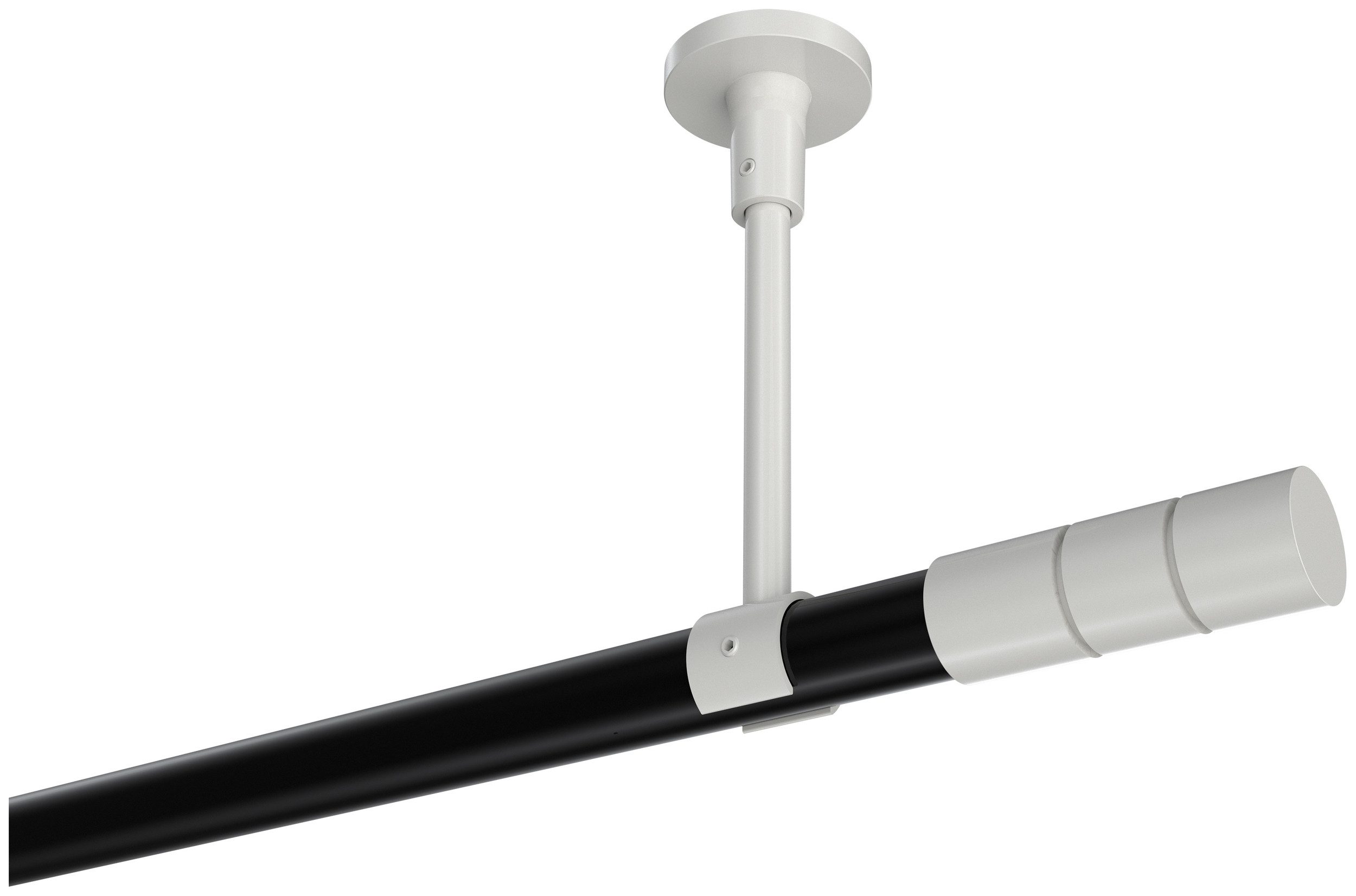 INTERDECO Gardinenstange Sonette Elanto, Ø 20 mm, 1-läufig, Fixmaß, kürzbar, Deckenmontage, Metall, Schwarz / Weiß / Bicolor