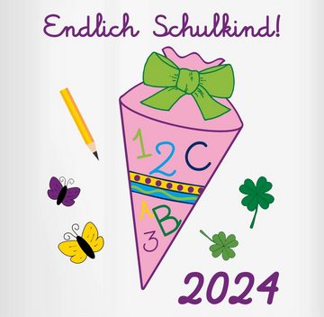 Shirtracer Tasse Endlich Schulkind 2024 Mädchen, Keramik, Einschulung Geschenk Tasse