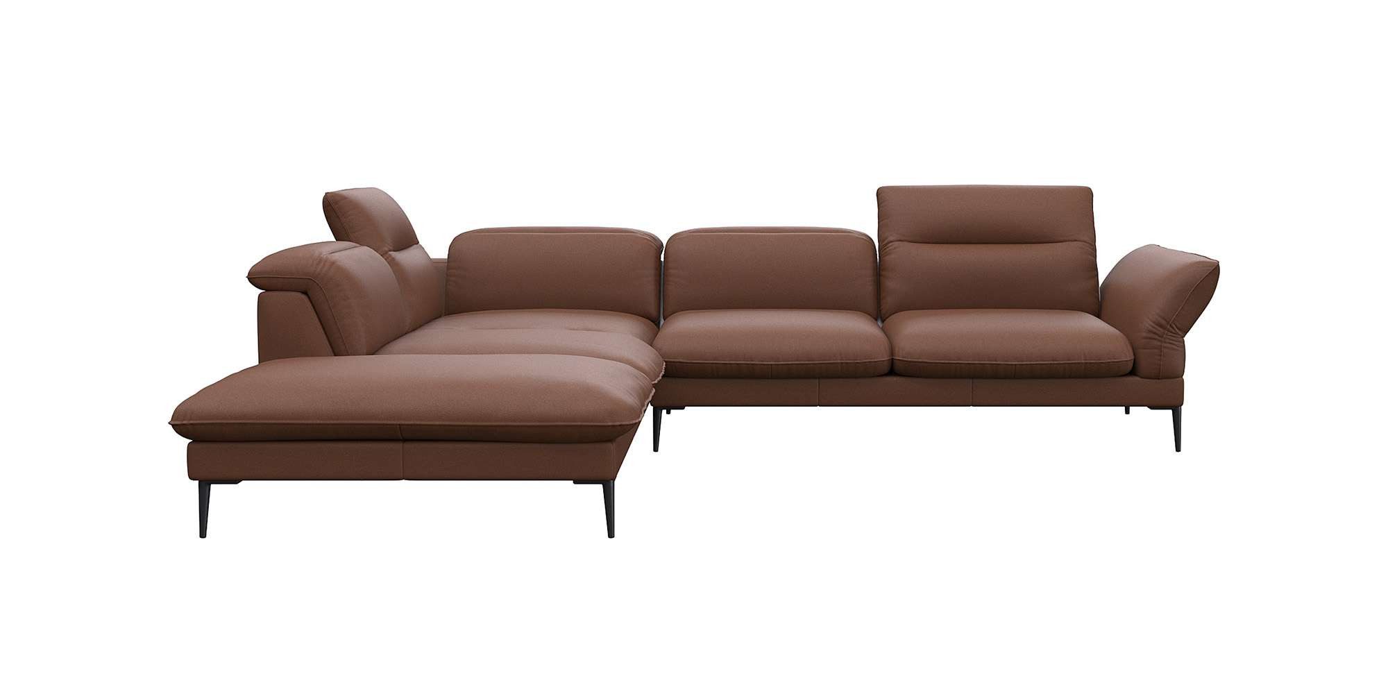 FLEXLUX Ecksofa Salino, Funktionssofa mit Ottomane, Relaxsofa, Ecksofa, Sofa mit Arm- und Kopfteil-Verstellungen, Kaltschaum & Stahl-Wellen