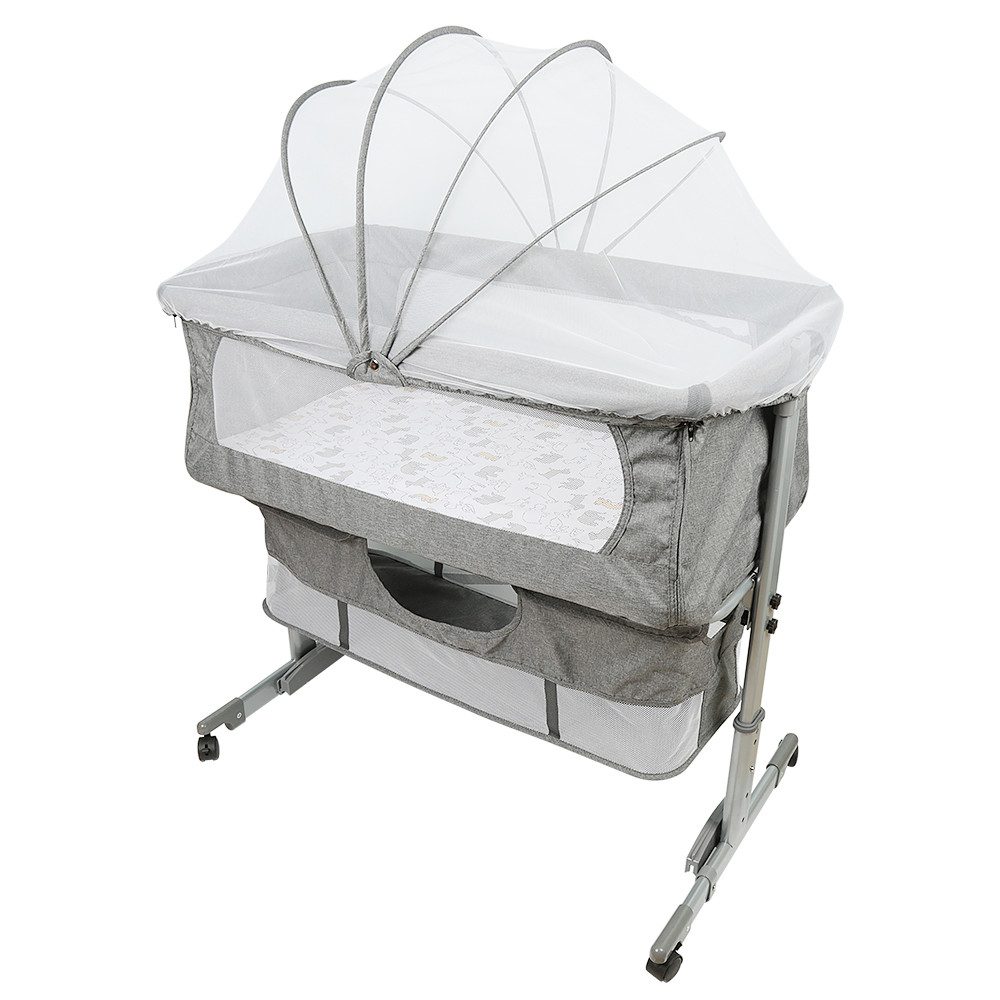 Baby-Reisebett 3 in 1 Babybett und Babywiege, Beistellbett Höhenverstellung