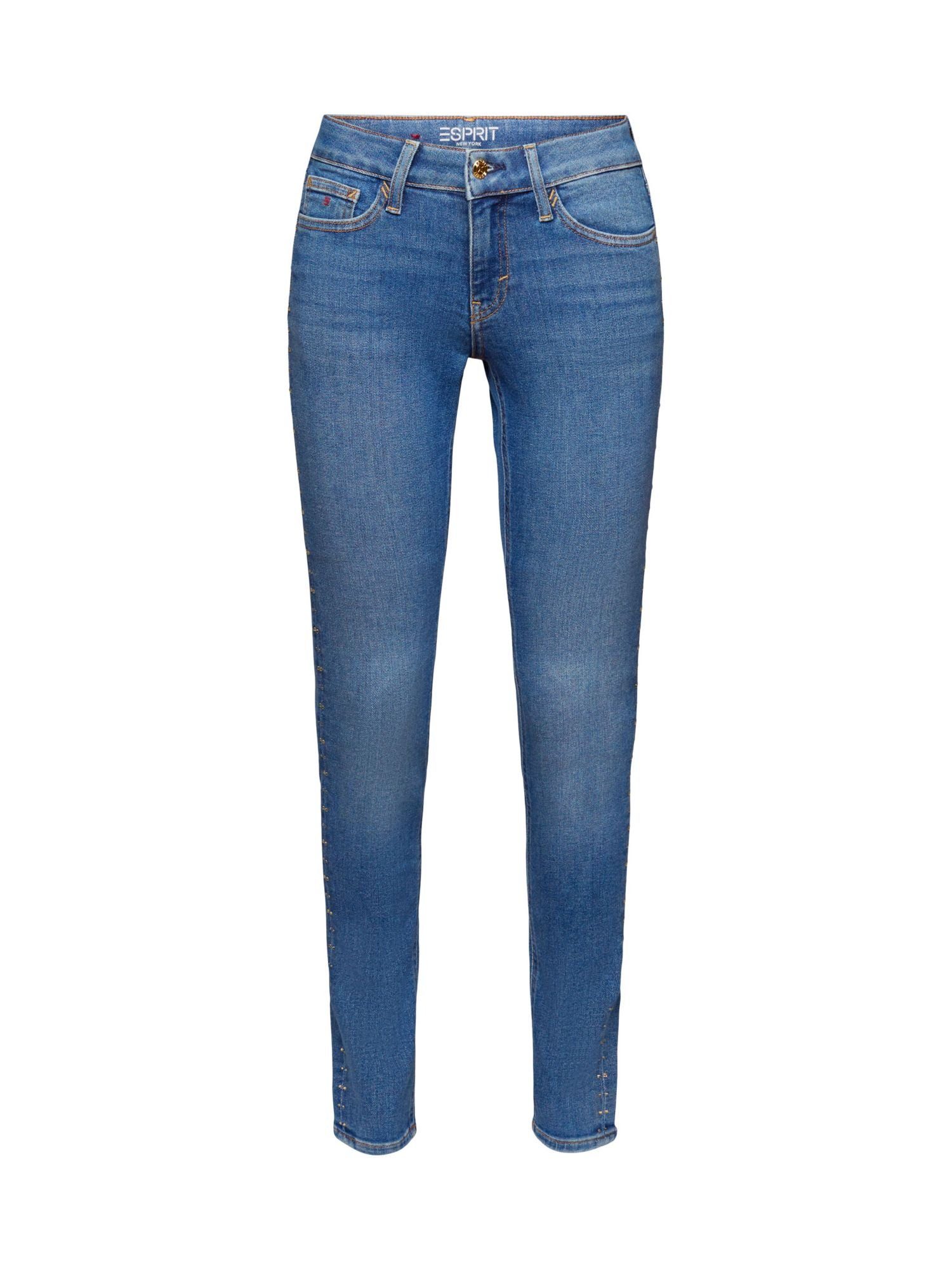 und Skinny Esprit Skinny-fit-Jeans Bund mit mittelhohem Ziersteinen Jeans