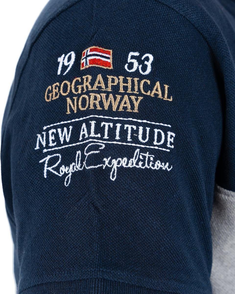 Navy T-Shirt Men Geographical bakidney Norway mit und Kragen Kurzarm Poloshirt Aufnähern (1-tlg)