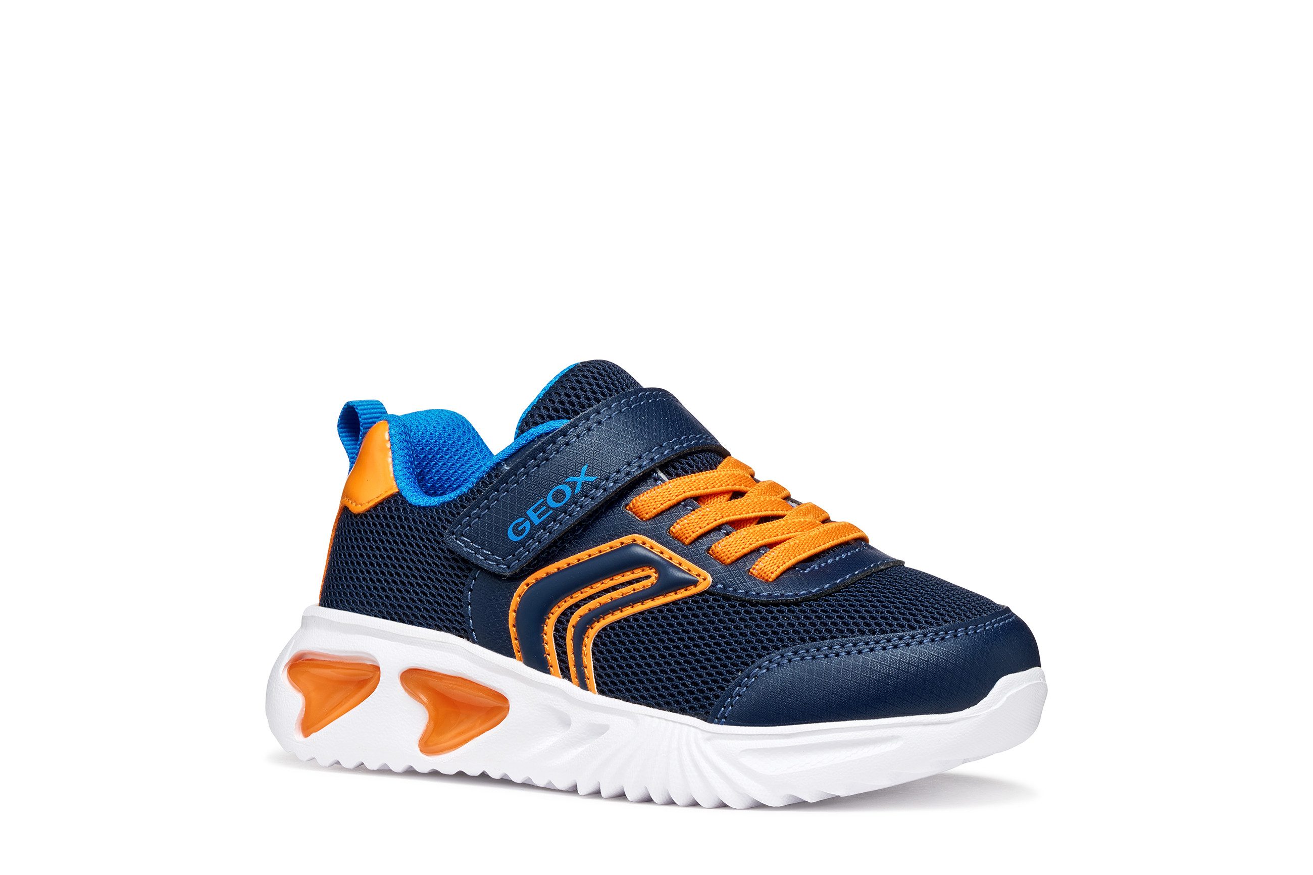 Geox J ASSISTER BOY Sneaker Klettschuh mit Blinkfunktion, Größenschablone zum Download