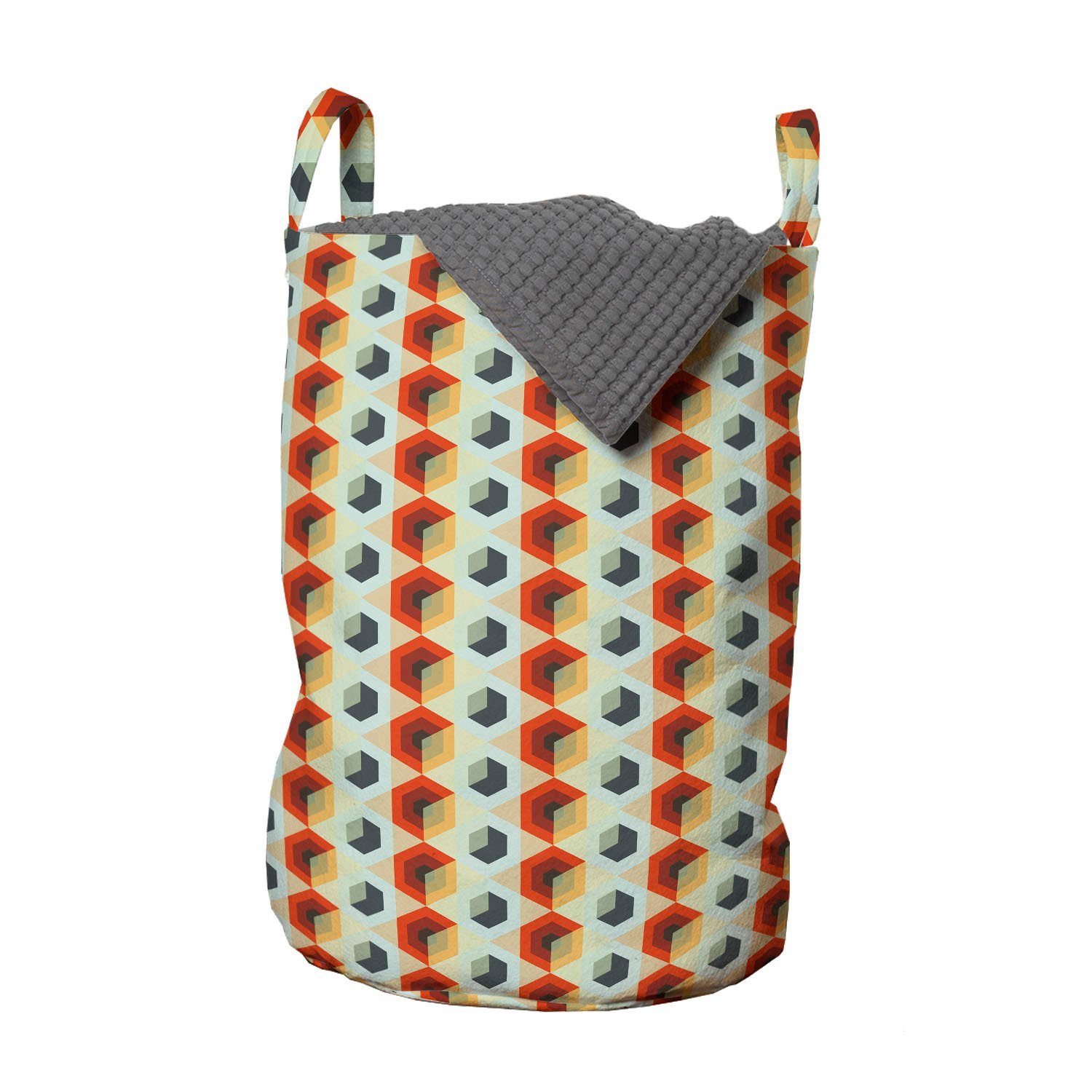 Abakuhaus Wäschesäckchen Wäschekorb mit Griffen Kordelzugverschluss für Waschsalons, Geometrisch Hexagonal Comb Moderne | Wäschesäcke