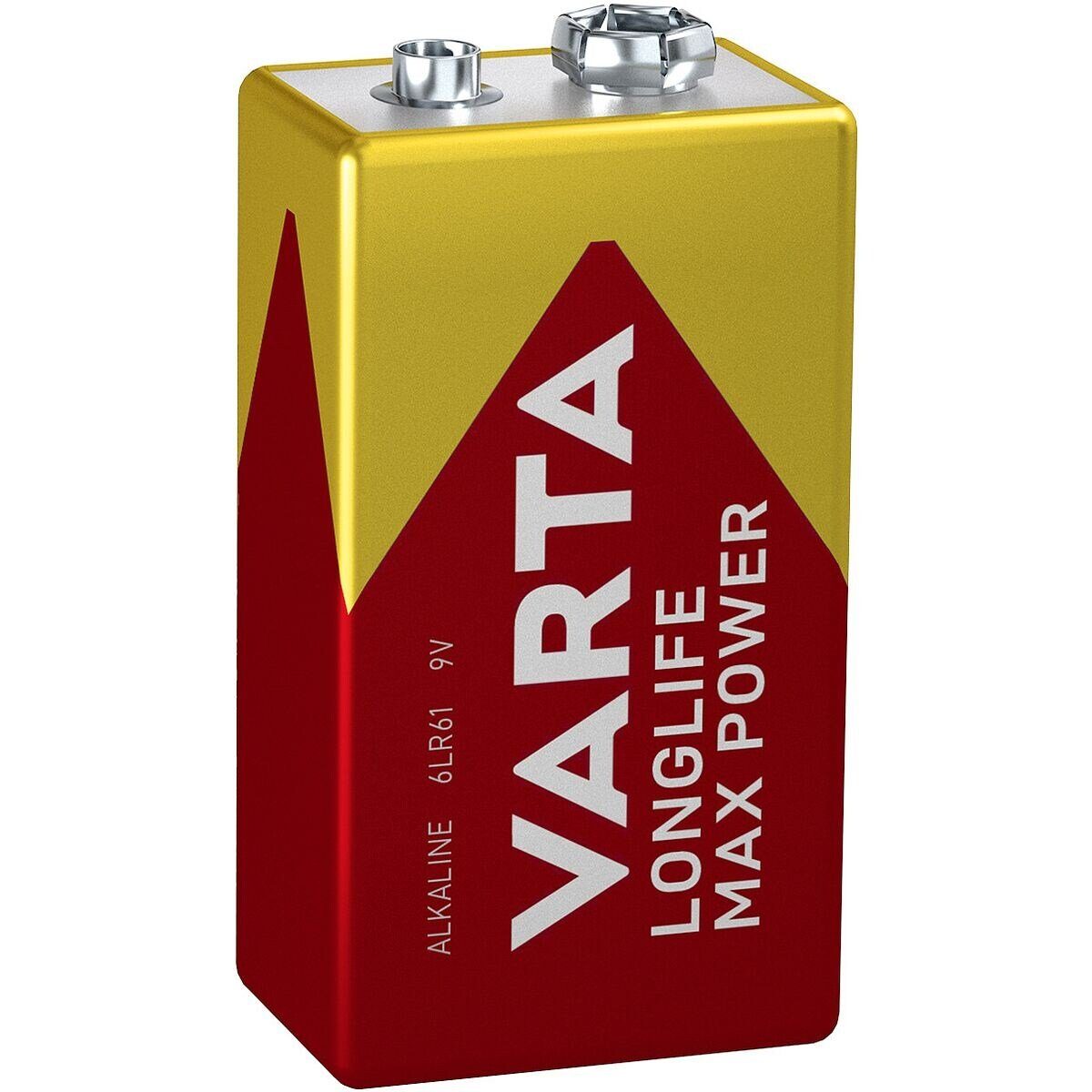 VARTA LONGLIFE Max Power Batterie, (9 V, 1 St), E-Block / 6LP3146 / 6LR61, 9 V, Alkali