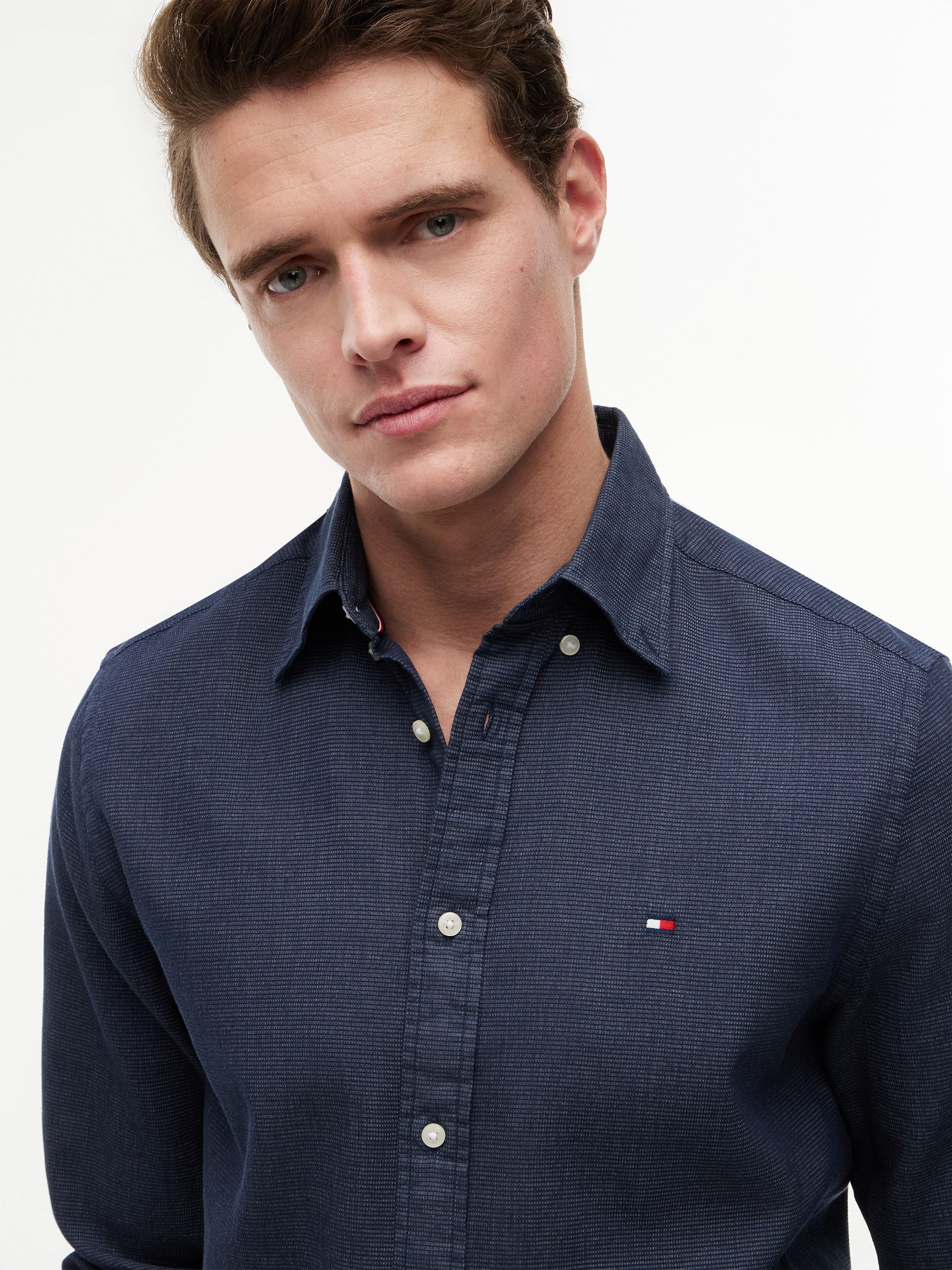 Tommy Hilfiger Langarmhemd FLEX POP MINI DOBBY RF SHIRT Regular Fit Dobby Structure