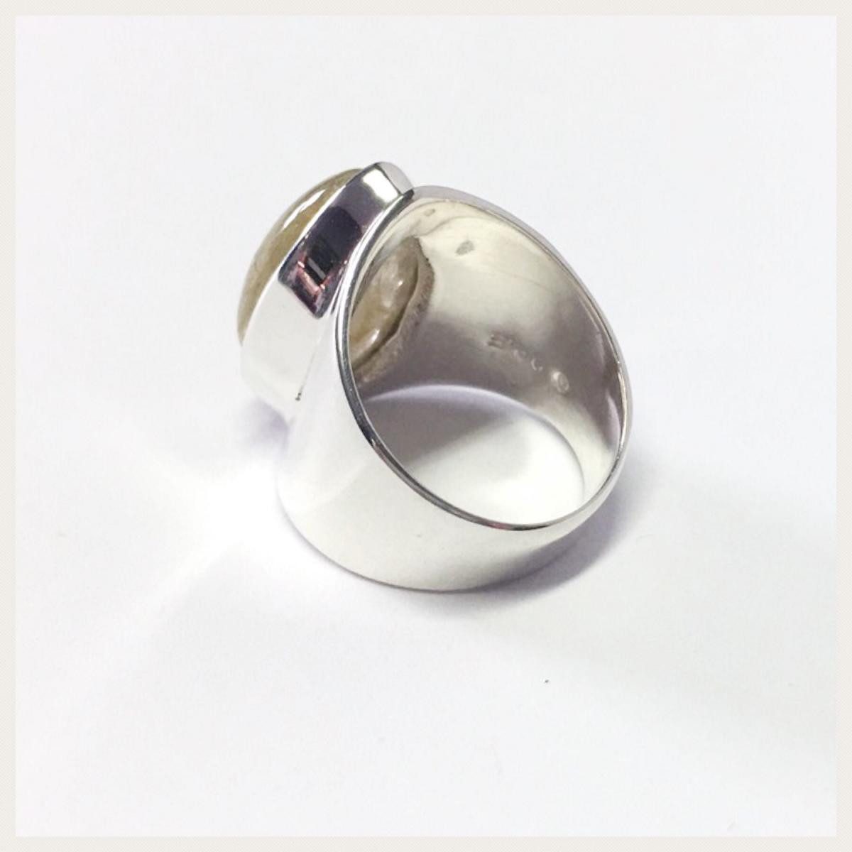 Edelschmiede925 Silberring moderner Silberring 925 mit Rutilquarz Cabochon #52