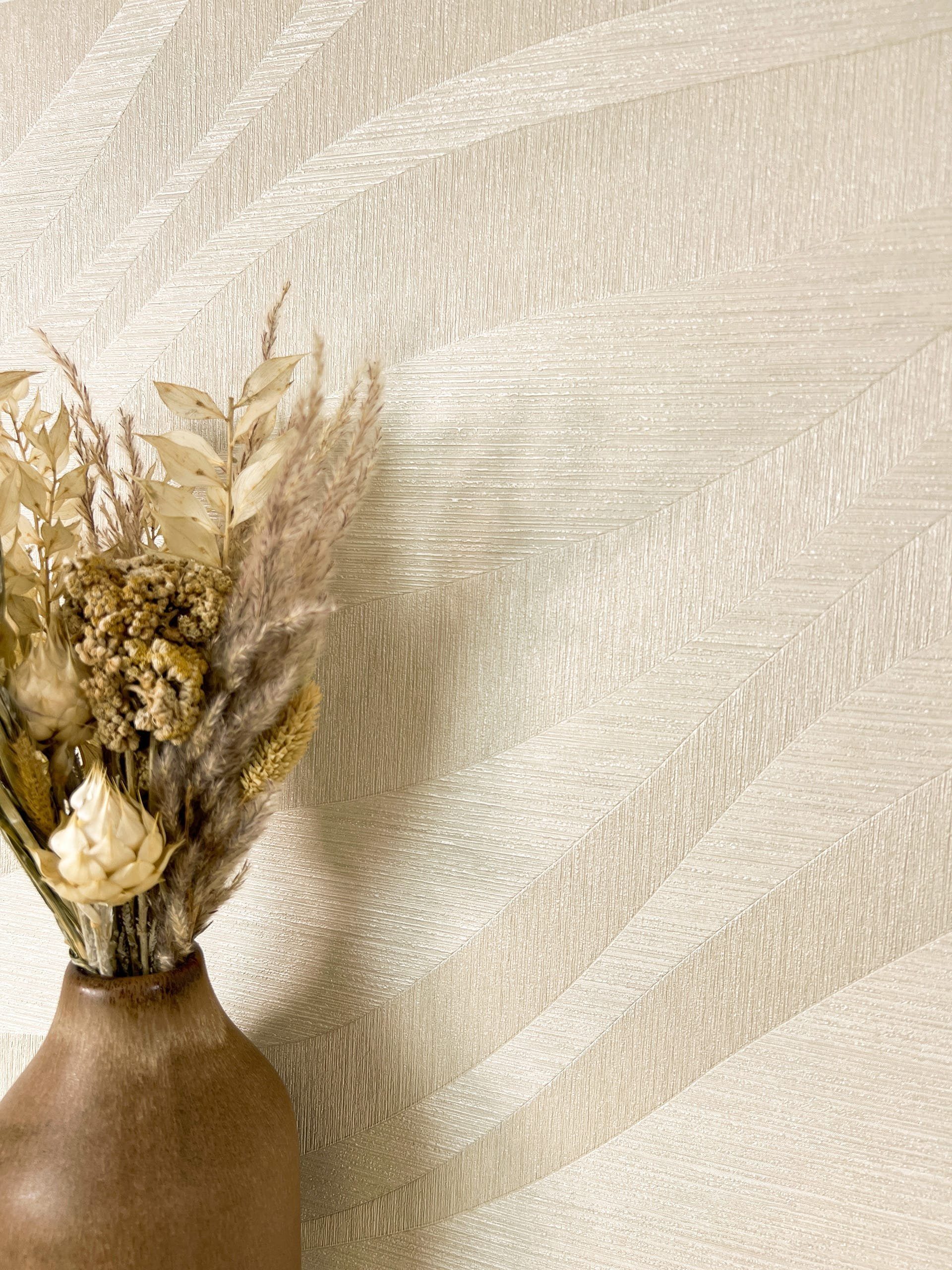 Newroom Vliestapete, Beige Tapete Glamour Wellen günstig online kaufen