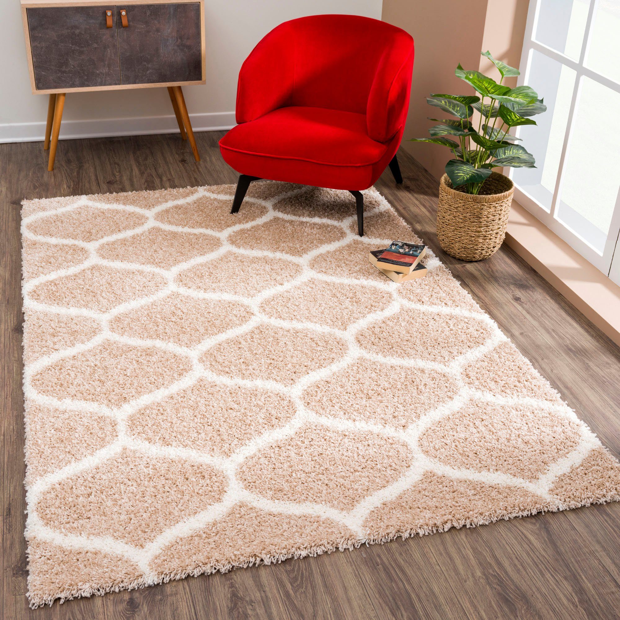 Sanat Hochflor-Teppich Madrid, auch in Rund erhältlich, rechteckig, Höhe: 30 mm, Wohnzimmer, Langflor, Shaggy Teppich