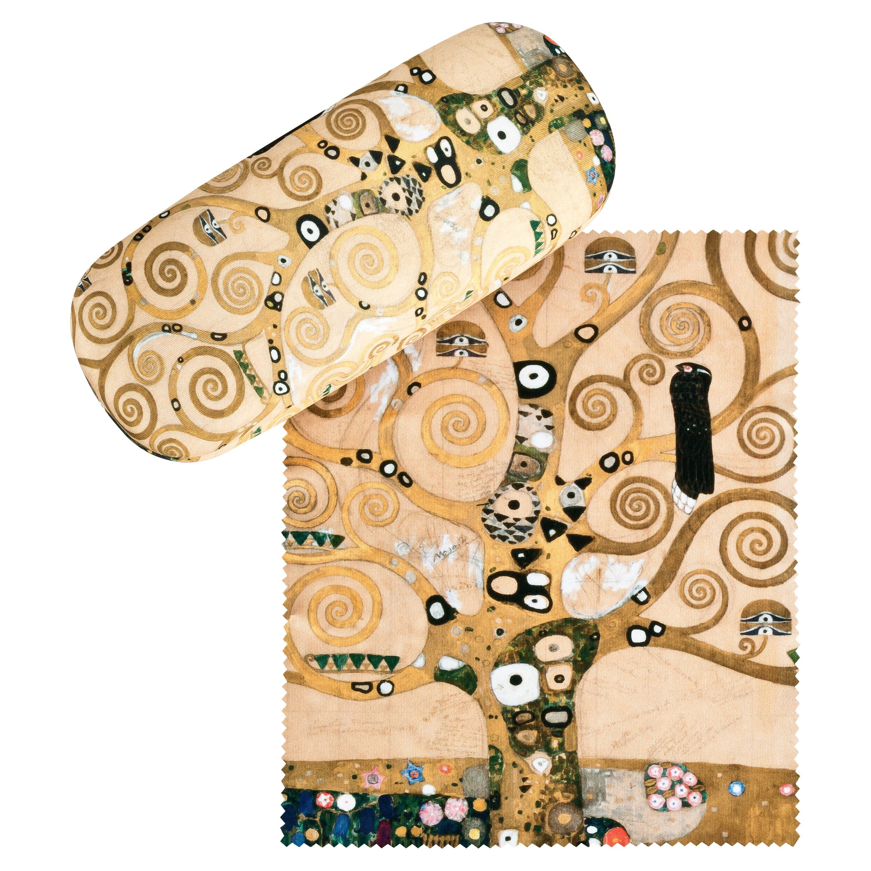 von Lilienfeld Brillenetui Gustav Klimt Lebensbaum Kunst Brillenbox Brillenputztuch, stabiles mit Mikrofaser bezogenes Hardcase