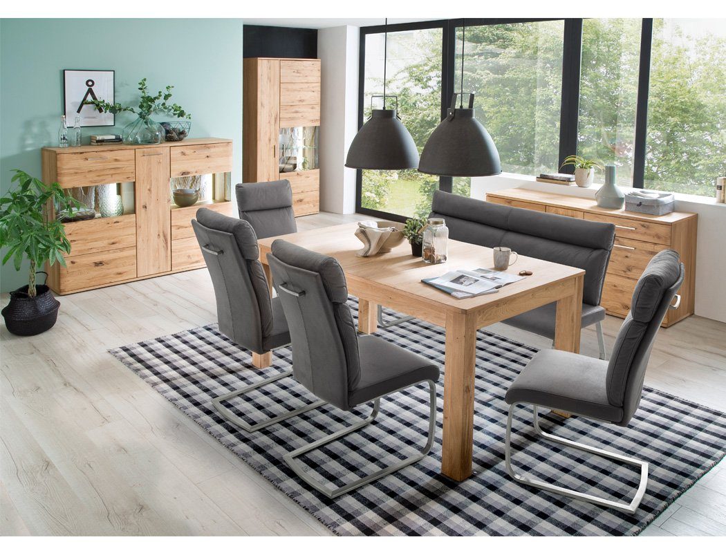 Expendio Esszimmer Set Samir 140 Spar Set 9 St Asteiche Bianco Teilmassiv Mit Teleskopauszug Und Softclose Funktion 4x Stuhl 1x Bank Ruby Antiklook Grau Online Kaufen Otto