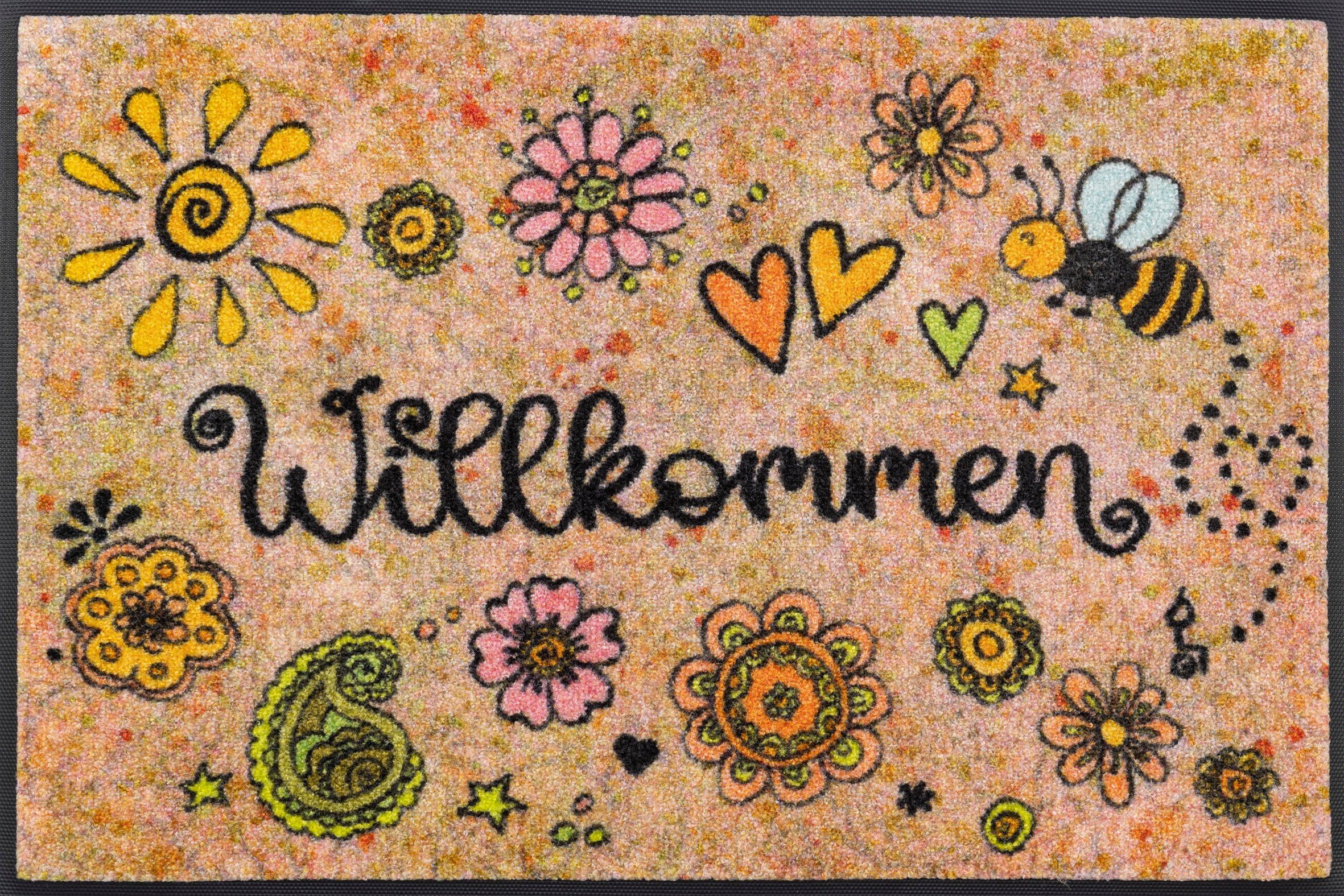 wash+dry by Kleen-Tex Fußmatte Bring Glück herein, rechteckig, Höhe: 7 mm günstig online kaufen