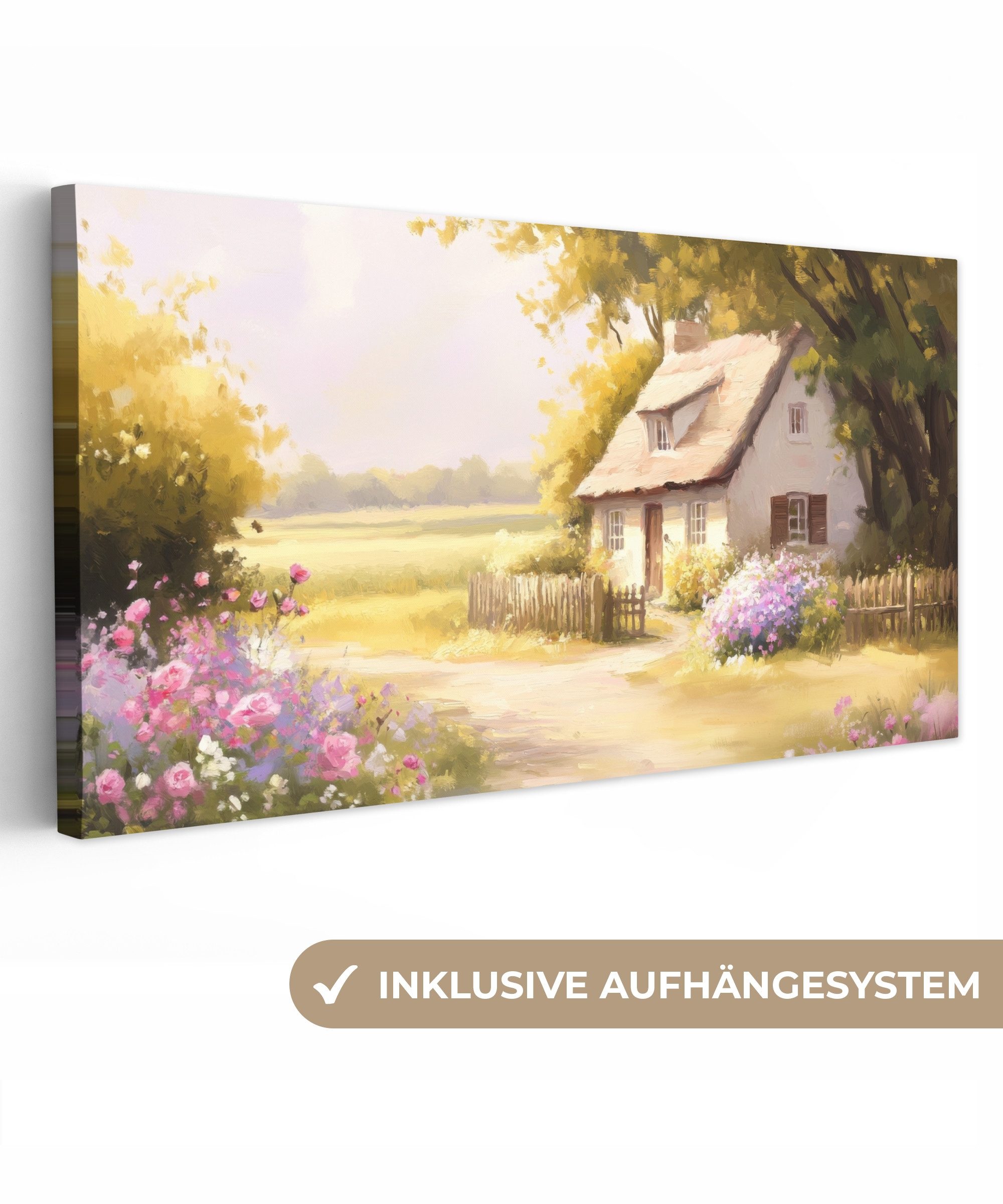 OneMillionCanvasses® Leinwandbild Panorama Landhaus - Holz günstig online kaufen