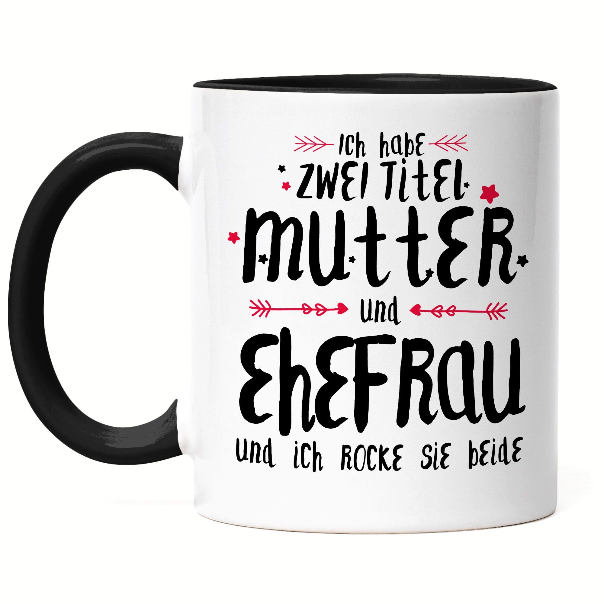 2 Ich Tasse Mami Spruch Mutter habe & Schwarz Ehefrau Mama Mutter Muttertag Geschenk Hey!Print Tasse Titel Lustig