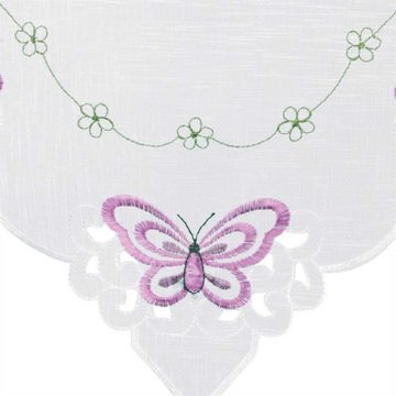 Vorhang, Arsvita, Stangendurchzug (1 St), transparent, Mini - Bistrogardine 35cm x 40cm (BxL), mit Stickerei mit vers. Applikationen