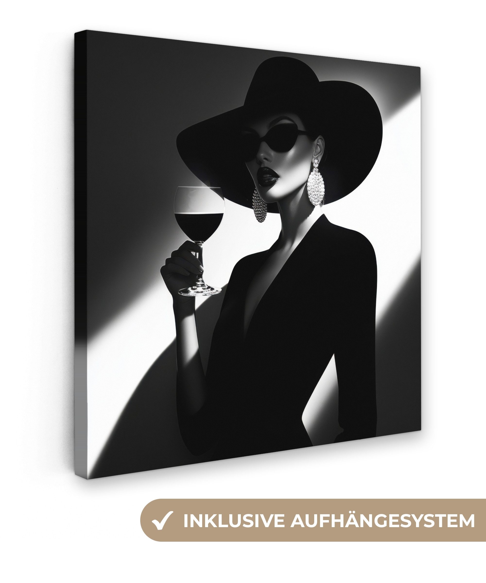 OneMillionCanvasses® Leinwandbild Frau - Wein - günstig online kaufen