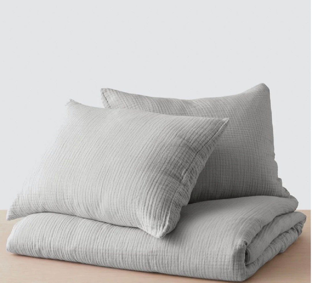 Sandiik Bettwäsche Musselin Bettwäsche in Hellgrau mit Reißverschluss, Reiß günstig online kaufen