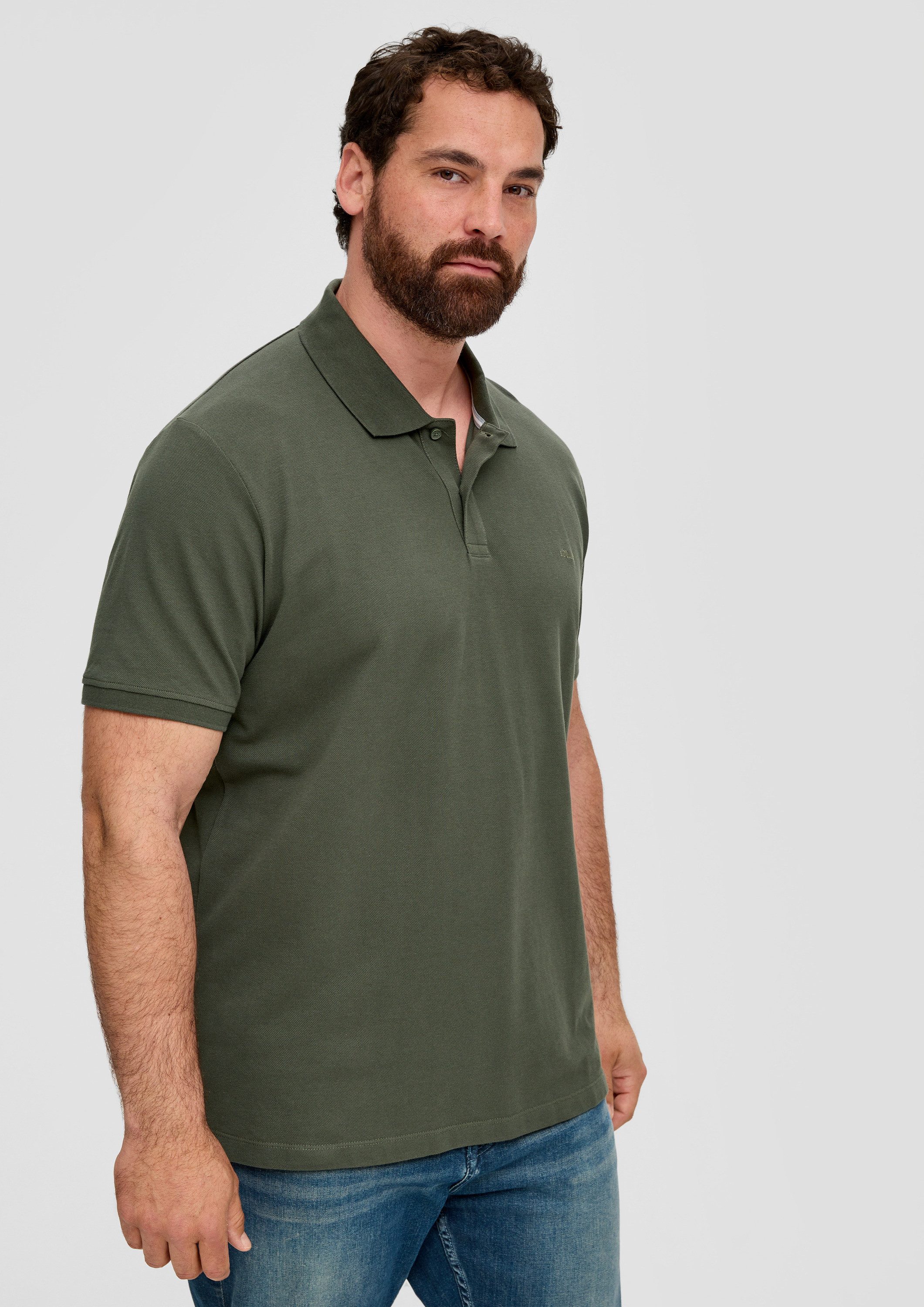s.Oliver Kurzarmshirt Polo-Shirt Poloshirt aus Baumwollpiqué