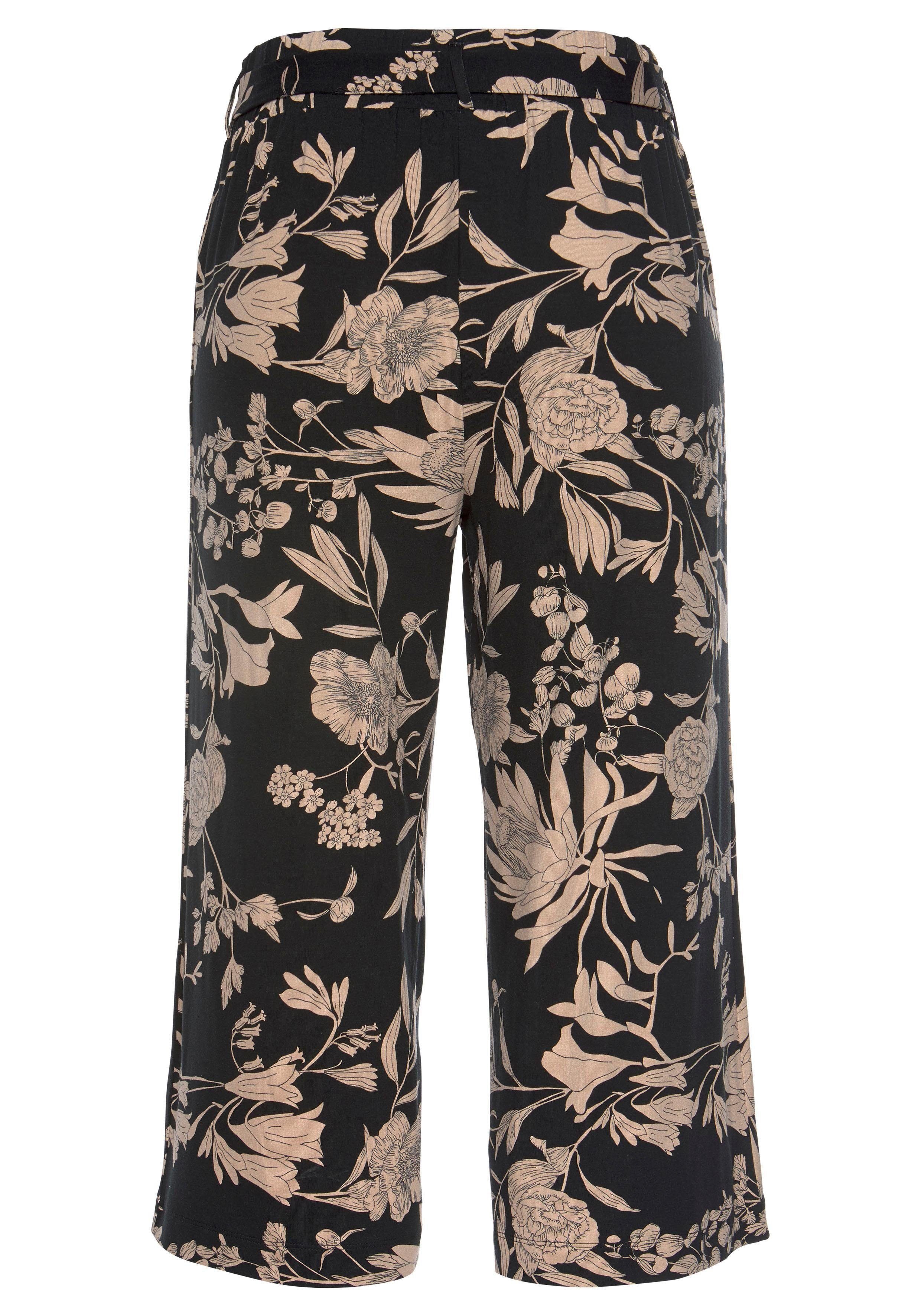 LASCANA Culotte mit luftig-weitem Bein (mit Bindegürtel) mit Blumendruck, Stoffhose, leichte Sommerhose, Schlupfhose – Bild 4 von 5