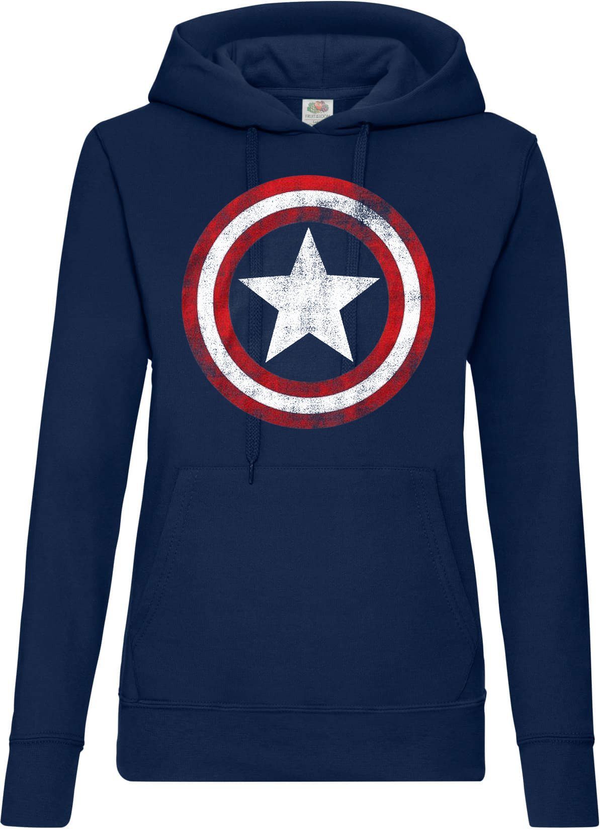 Youth Designz Kapuzenpullover Vintage Captain America Damen Hoodie Pullover mit trendigem Frontprint