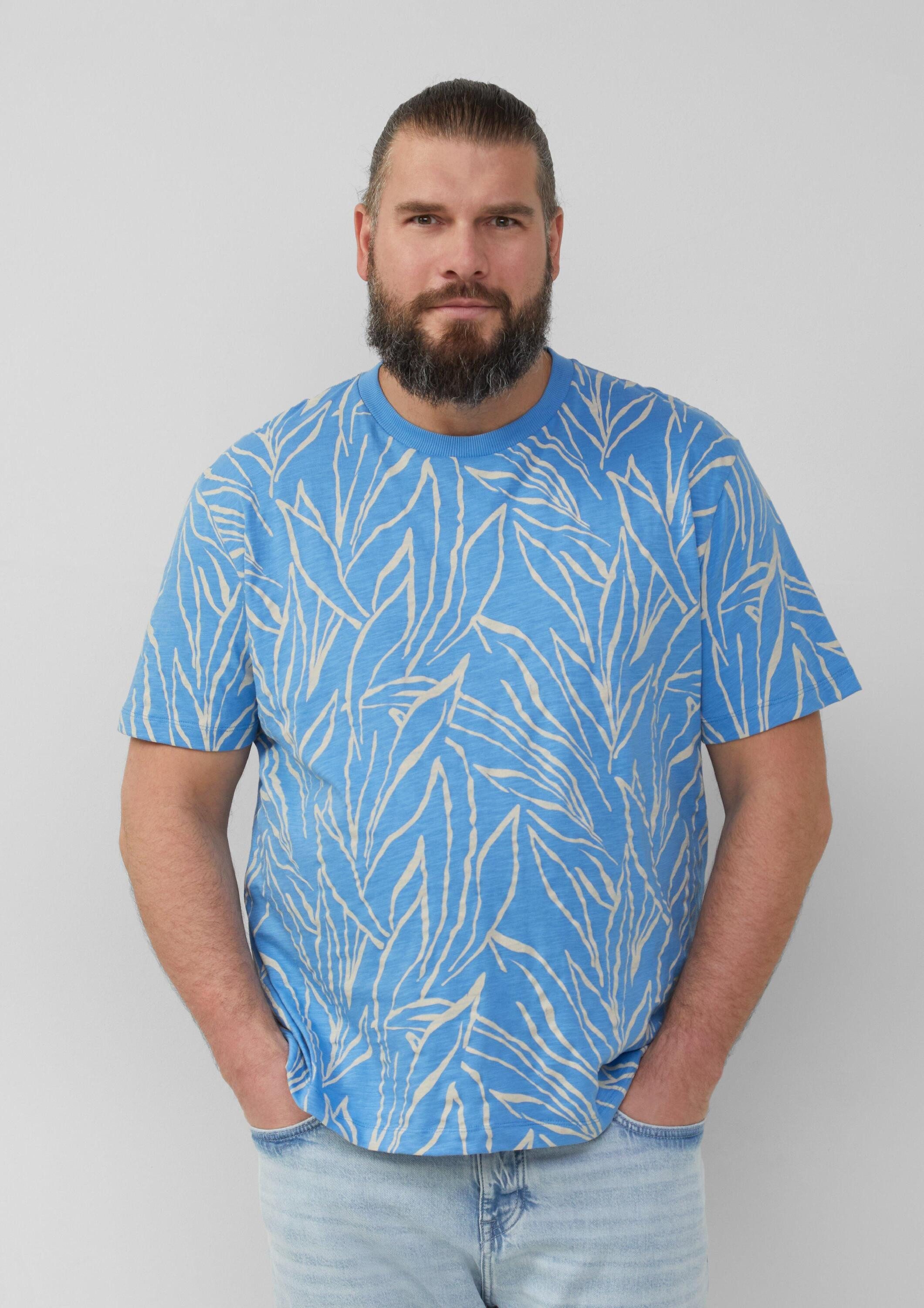 s.Oliver Kurzarmshirt T-Shirt Baumwoll-T-Shirt mit All-over-Print günstig online kaufen