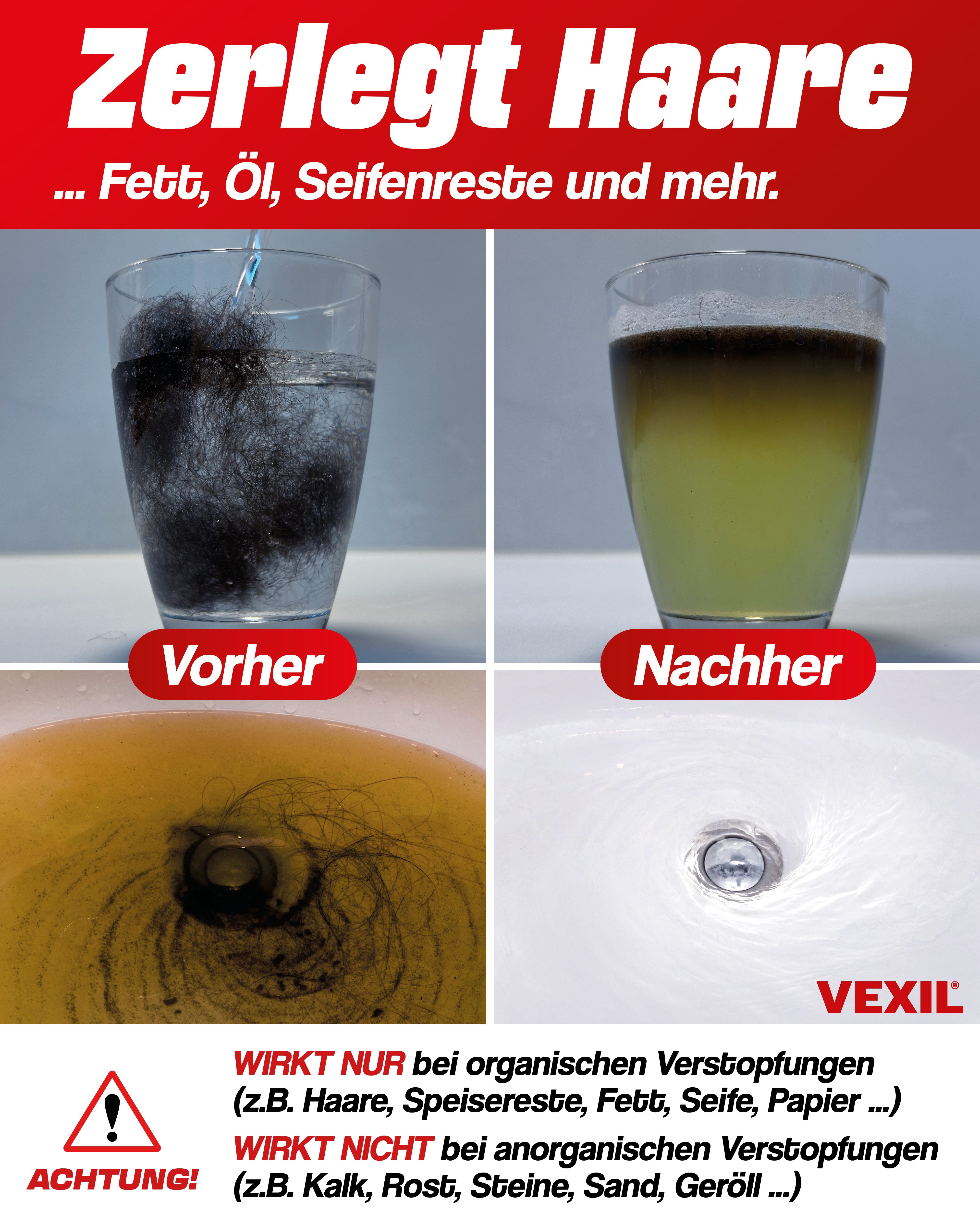 VEXIL Rohrreiniger - Profi Abflussreiniger EXTRA STARK für Extremfälle - 1L Rohrreiniger (1x 1 L Flasche 1 L)