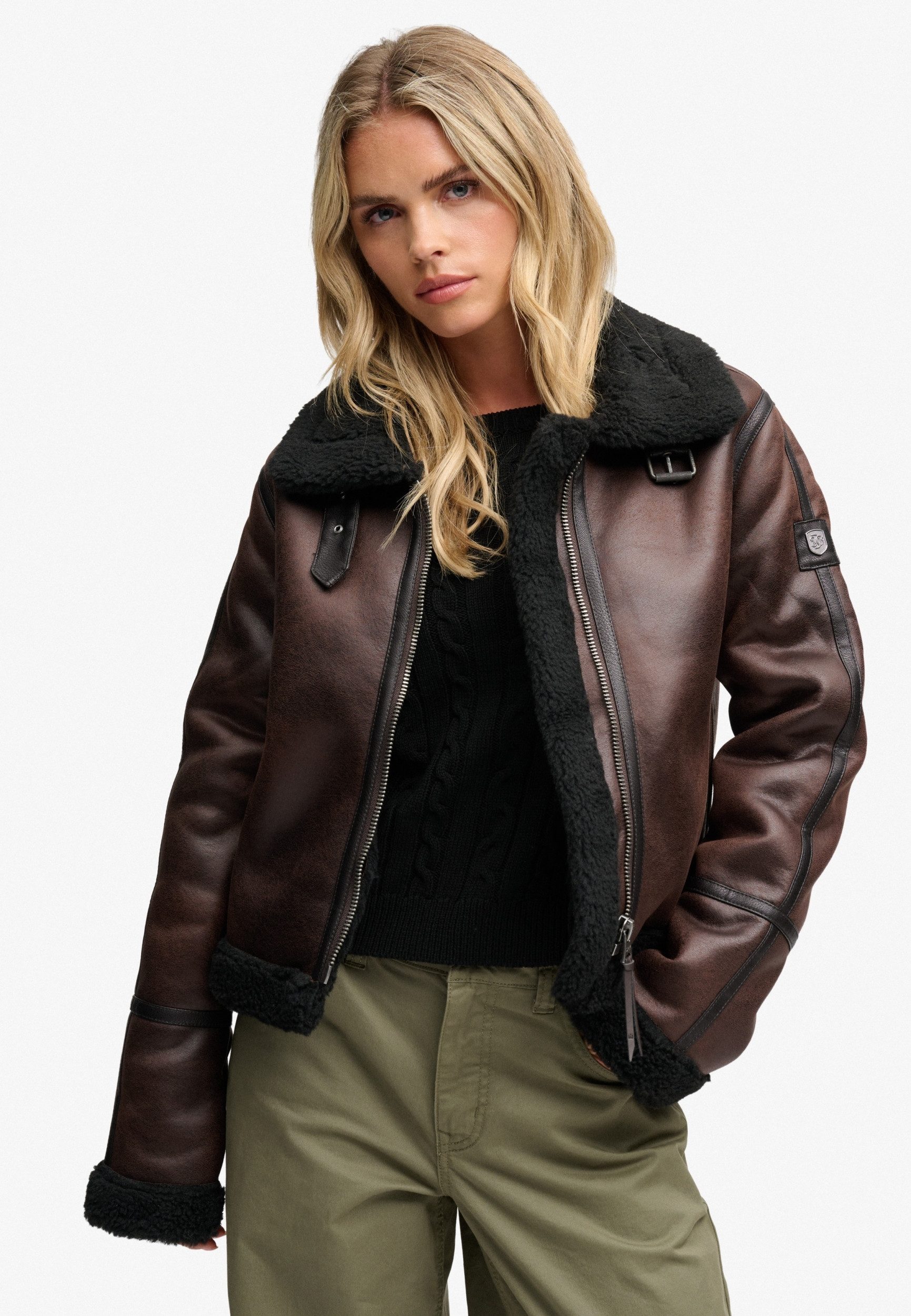 Superdry Outdoorjacke FAUX SHEARLING JACKET Chocolate Brown