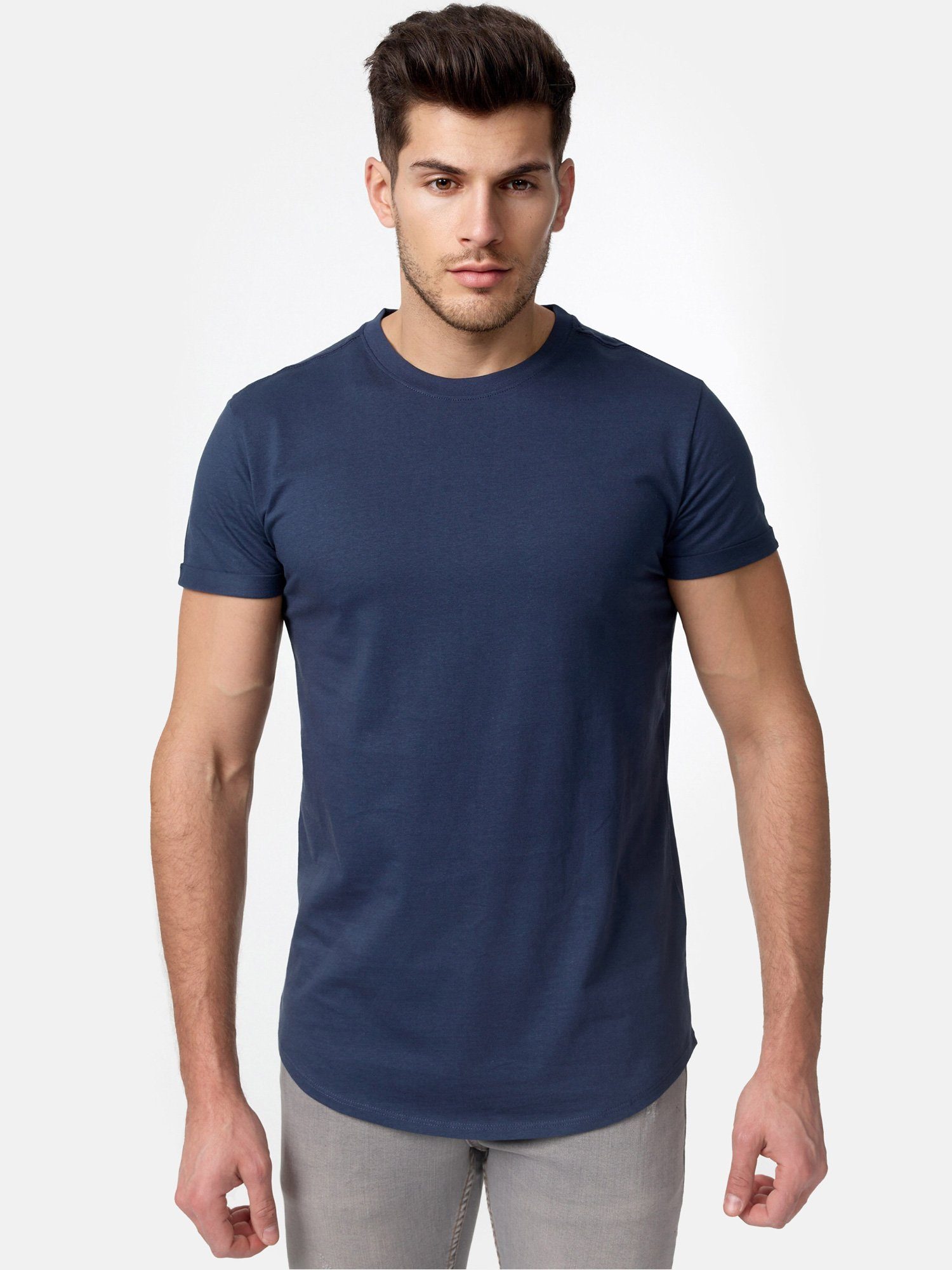 T-Shirt Herren Rundhalsshirt Tazzio navy E105 Basic