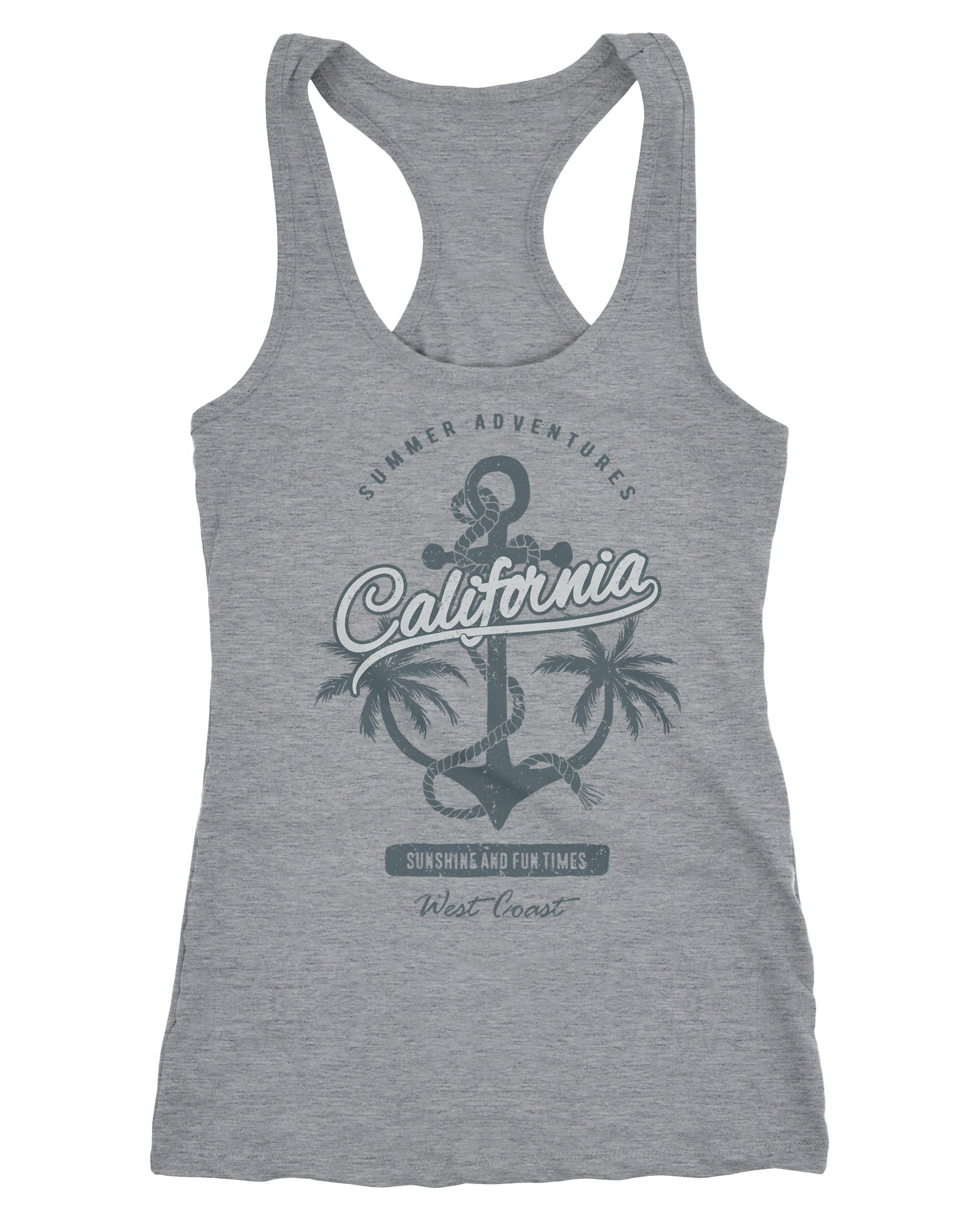 Neverless Tanktop Damen Tank-Top Anker Palmen Anchor Palms Racerback Baumwolle Slim Fit