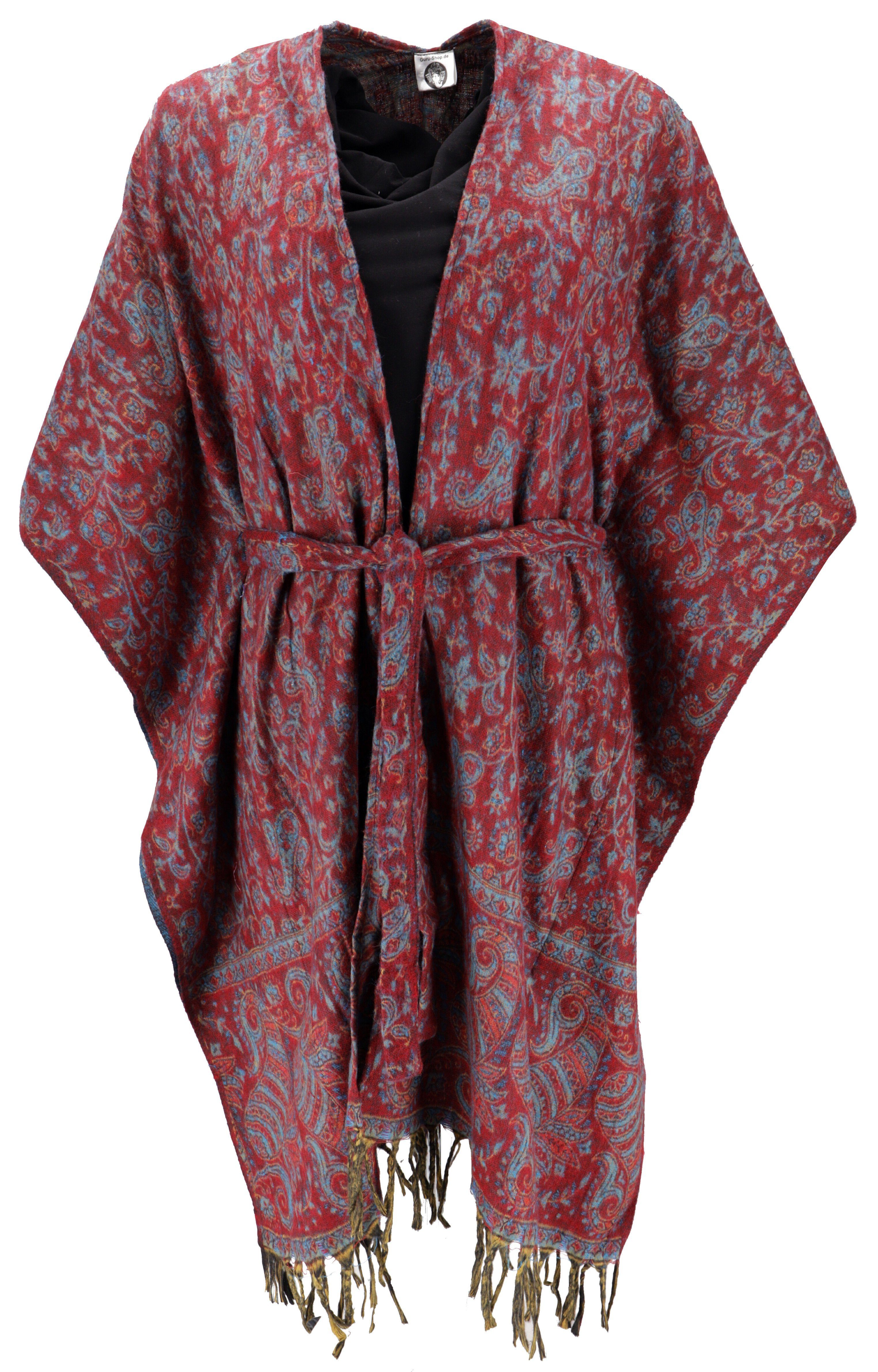 bordeauxrot/blau Kimono alternative Bekleidung Mantel, Flauschiger Kimono Guru-Shop Kaftan,.., Kimonokleid,