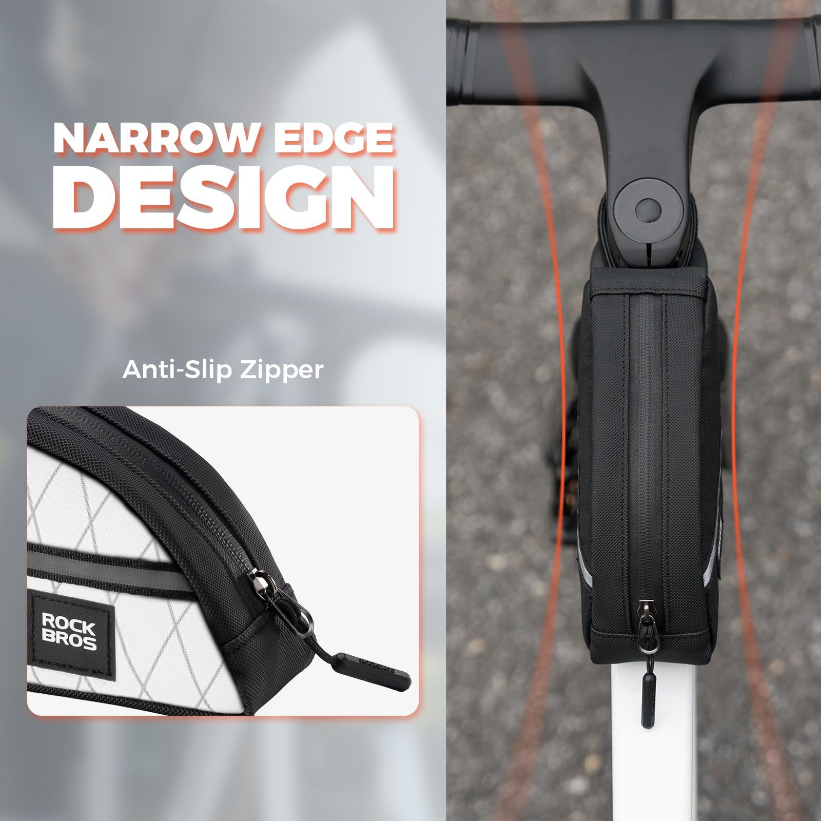 ROCKBROS Rahmentasche Fahrrad Oberrohrtasche 0,8L (Fahrrad Vorderrohr bewahrungstasche), Leicht für Klapprad Falträder