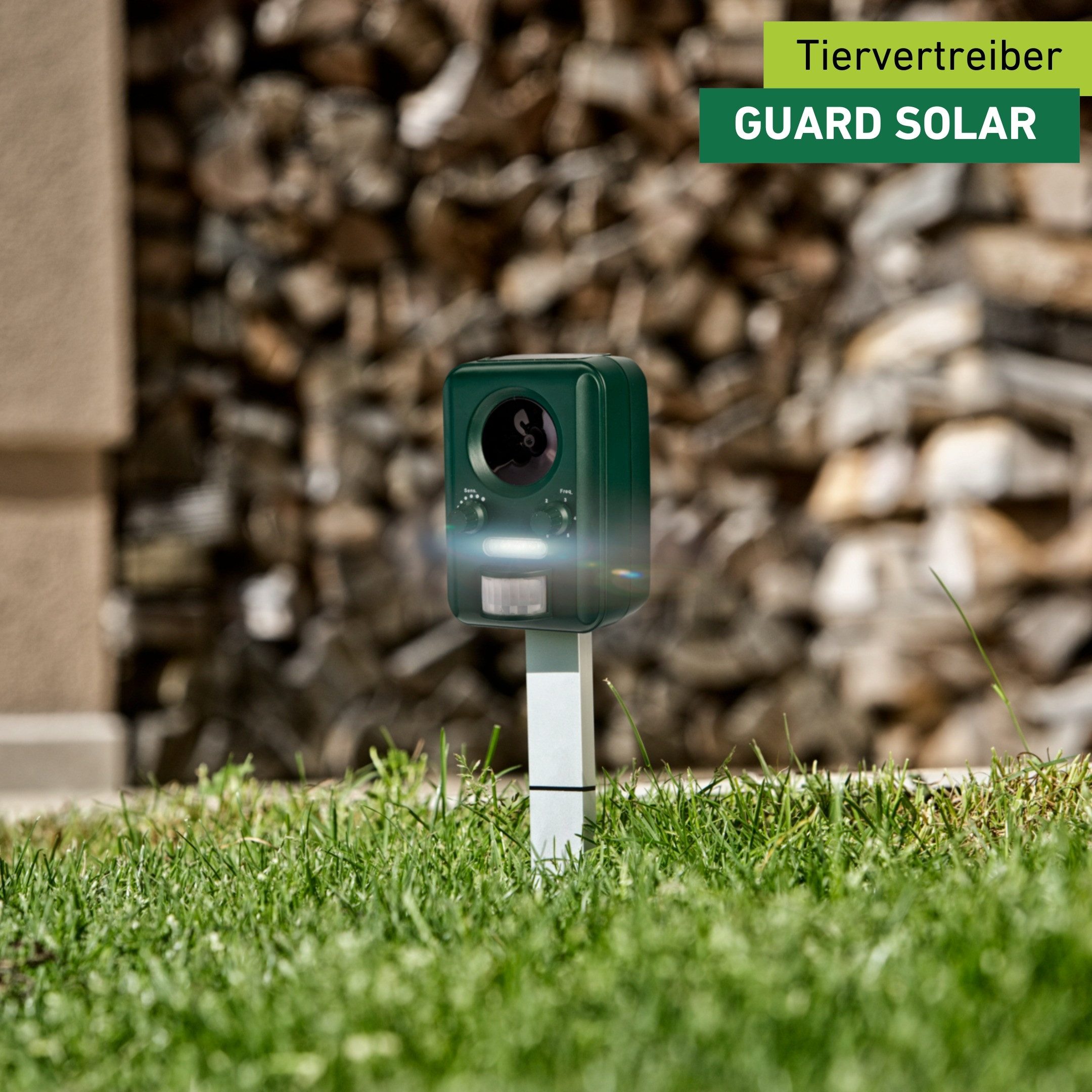 Windhager Ultraschall-Tierabwehr Gerät Outdoor, mit Solar oder Batterie, Tiervertreiber gegen Marder, Waschbären, Wirkungsbereich 60 m²