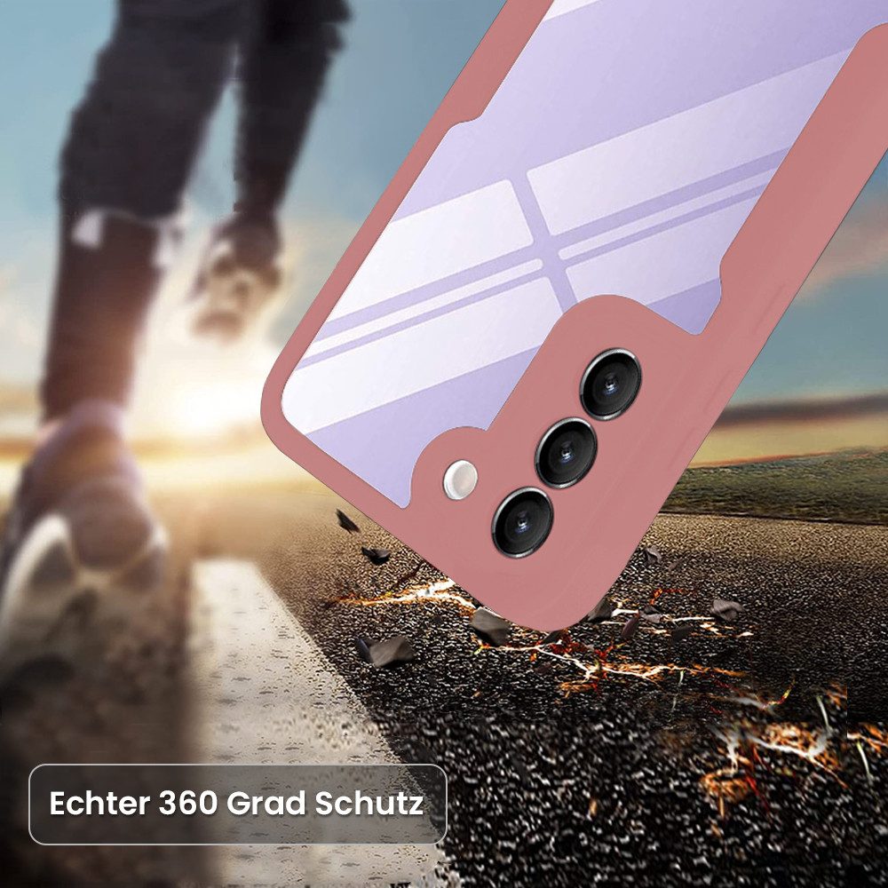 Tec-Expert Handyhülle 360 Grad Hülle für Samsung Galaxy S21 FE 5G 6.4 Zoll, 6.4, Rundum Schutz Cover Case Hülle robust