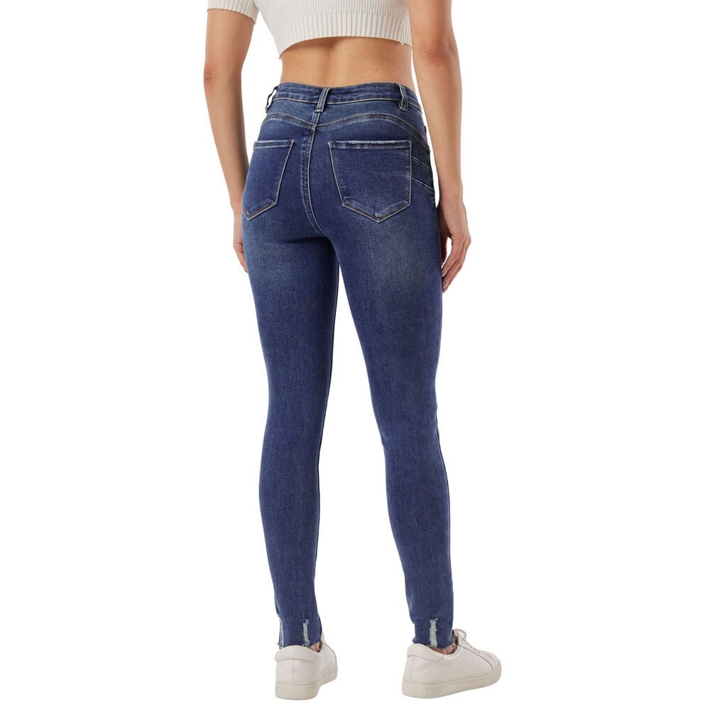 Ital-Design Skinny-fit-Jeans High-Waist Damen Jeans mit modischen Details - Neueste Kollektion (90800237) Destroyed-Look Stretch High Waist Jeans in Blau
