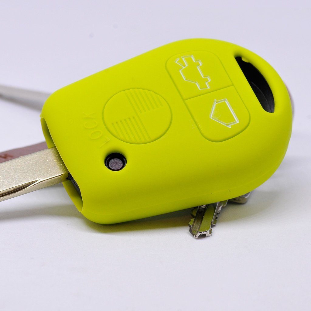mt-key Schlüsseltasche Autoschlüssel Softcase Silikon Schutzhülle Apfelgrün, für BMW E36 E39 E34 E38 3er 5er 7er E32 8er E31 3 Tasten Fernbedienung