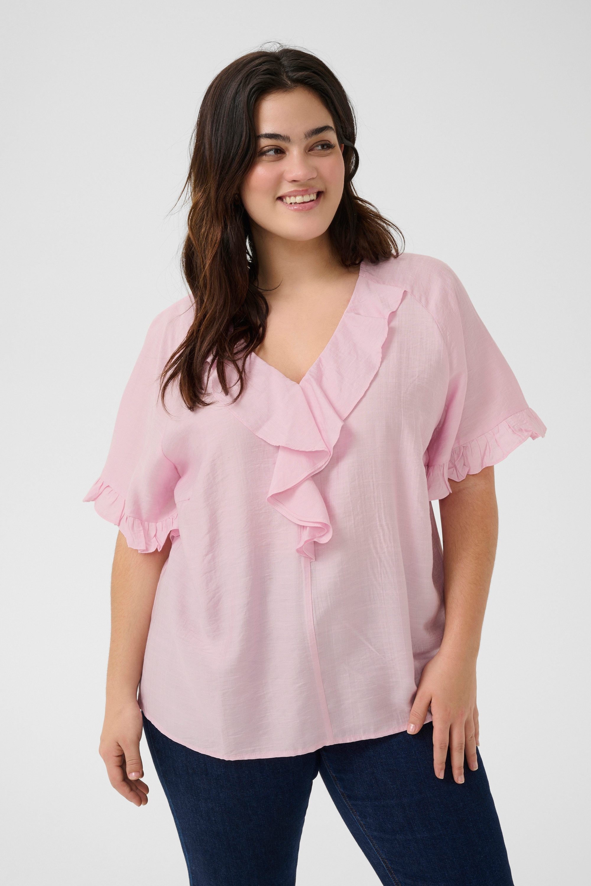 KAFFE Curve Kurzarmbluse Kurzarm-Bluse KCmeriana Große Größen