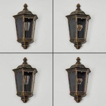 hofstein Außen-Wandleuchte »Viano« Wandlampe in antikem Look aus Metall/Glas in Braun-Gold/Klar, ohne Leuchtmittel, Wandleuchte m. E27, Außenleuchte