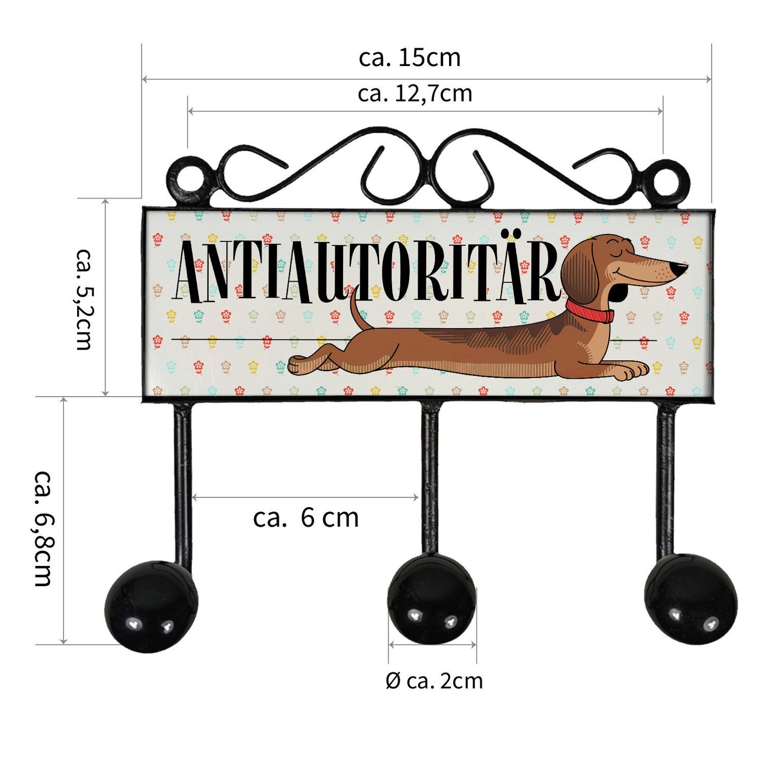 speecheese Garderobenleiste Dackel Kleiderhaken Leiste mit 3 Haken mit Spru günstig online kaufen