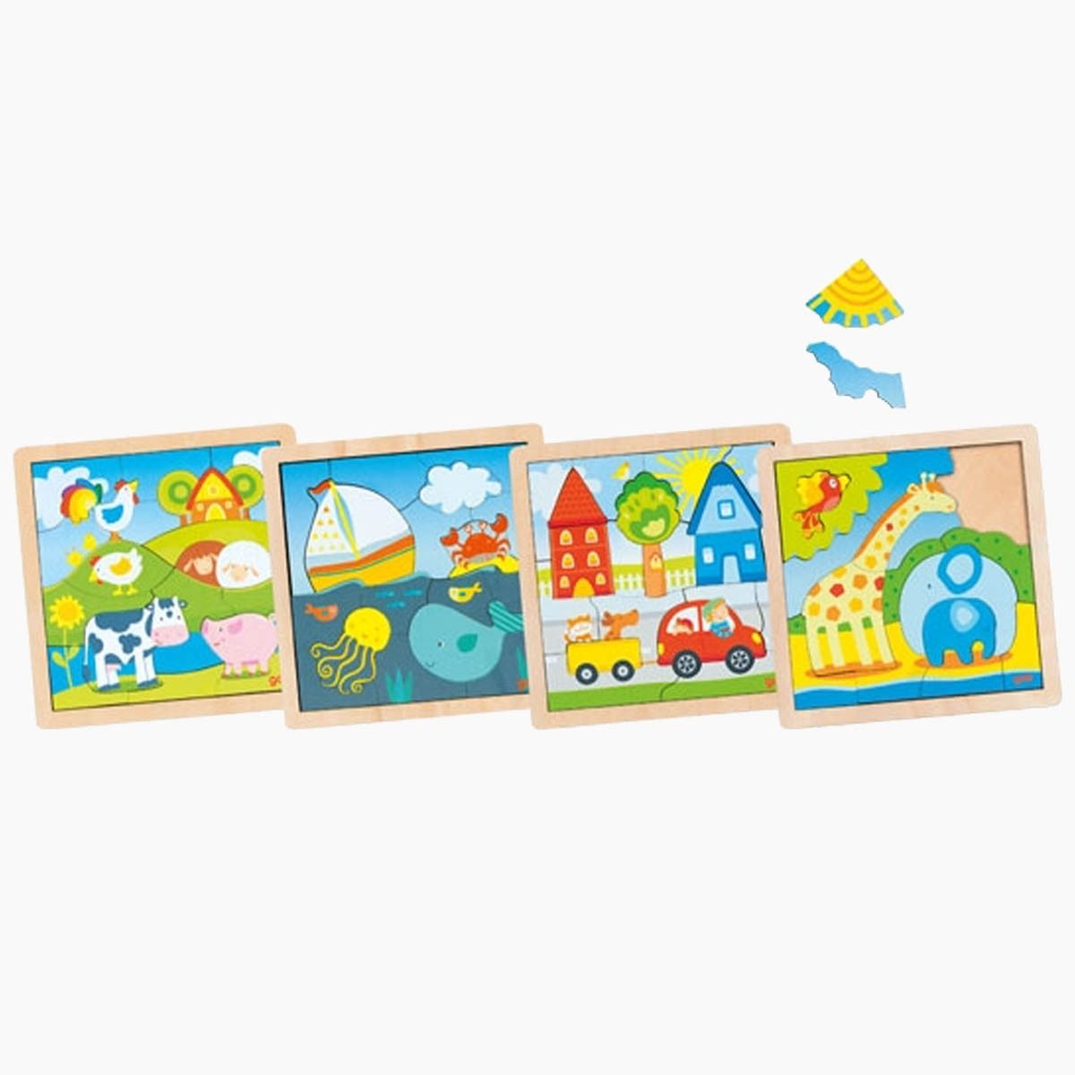 goki Lernspielzeug Konturpuzzle 4er Set (spar set, 4-St., packung), Lernförderung für Kinder