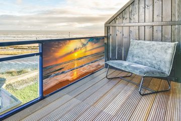 MuchoWow Balkonsichtschutz Sonnenuntergang - Strand - Meer - Wolken - Orange (1-St) Balkonbanner, Sichtschutz für den Balkon, Robustes und wetterfest