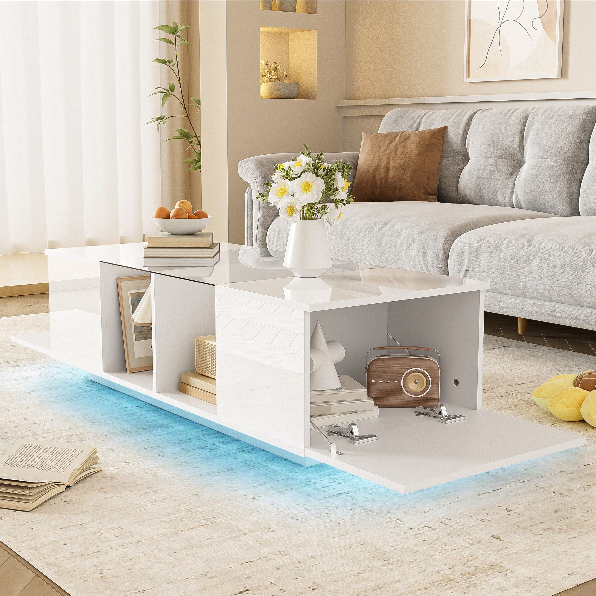 Merax Couchtisch hochglanz mit LED-Beleuchtung und günstig online kaufen