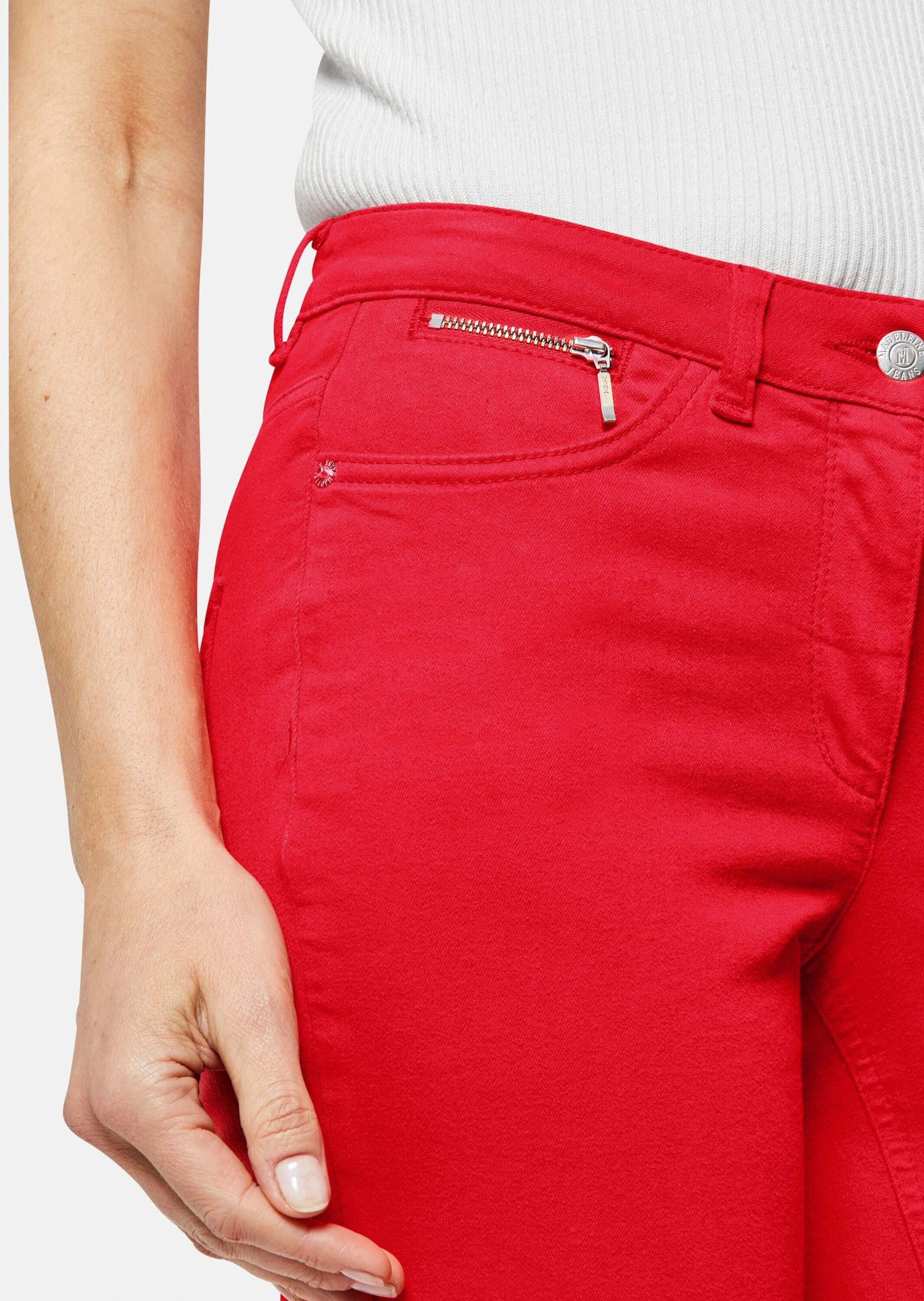 MADELEINE Gerade Jeans Mid Waist Skinny-Hose mit Fransen Fransenhose in schmale Silhouette, Five-Pocket-Stil – Bild 4 von 5