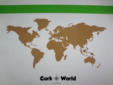 Kork-Deko.de XXL-Wandbild Corkworld Welt aus Presskork ohne Klebefolie als Wanddeko (3teilig), Weltkarte aus Kork