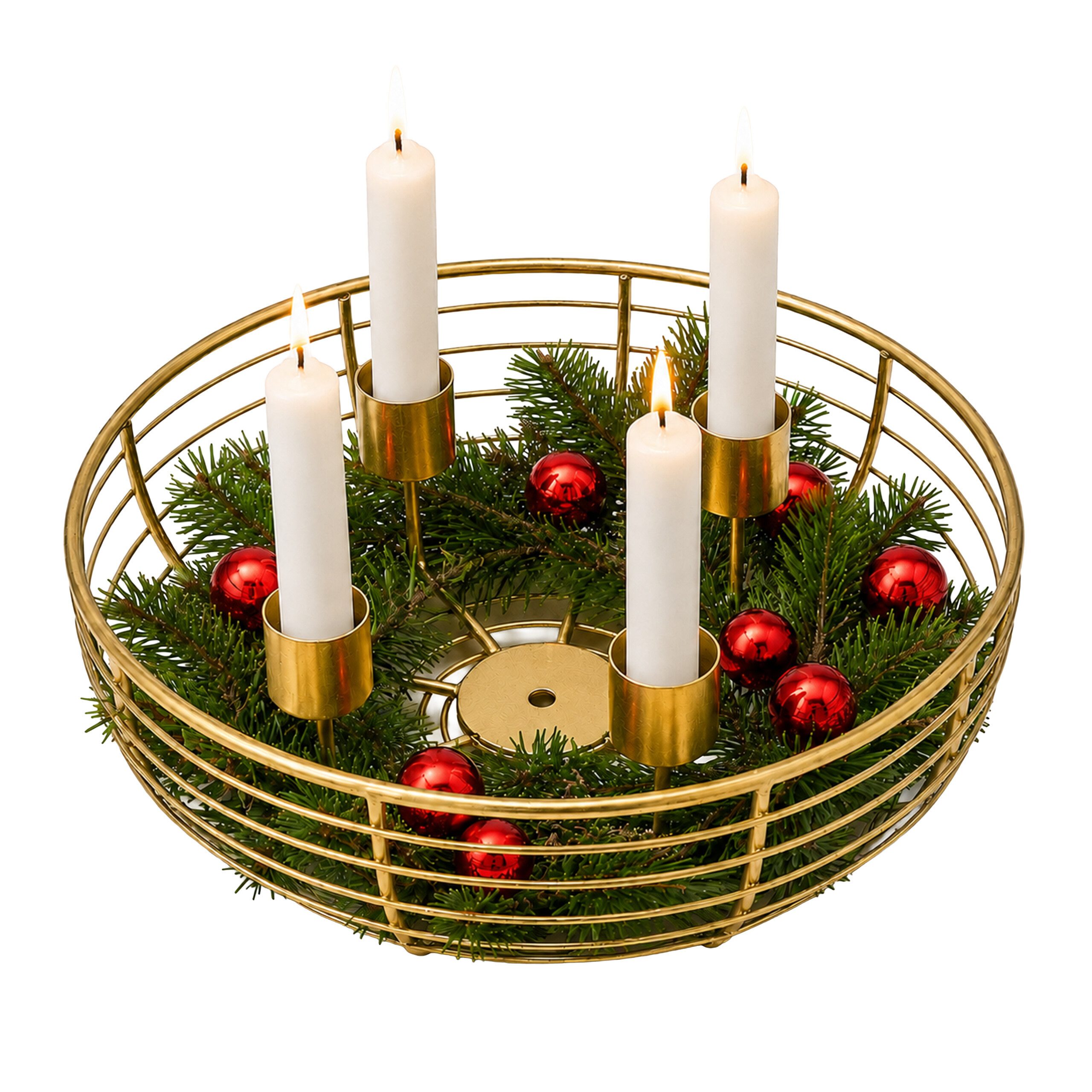 relaxdays Adventskranz Metallschale, gold